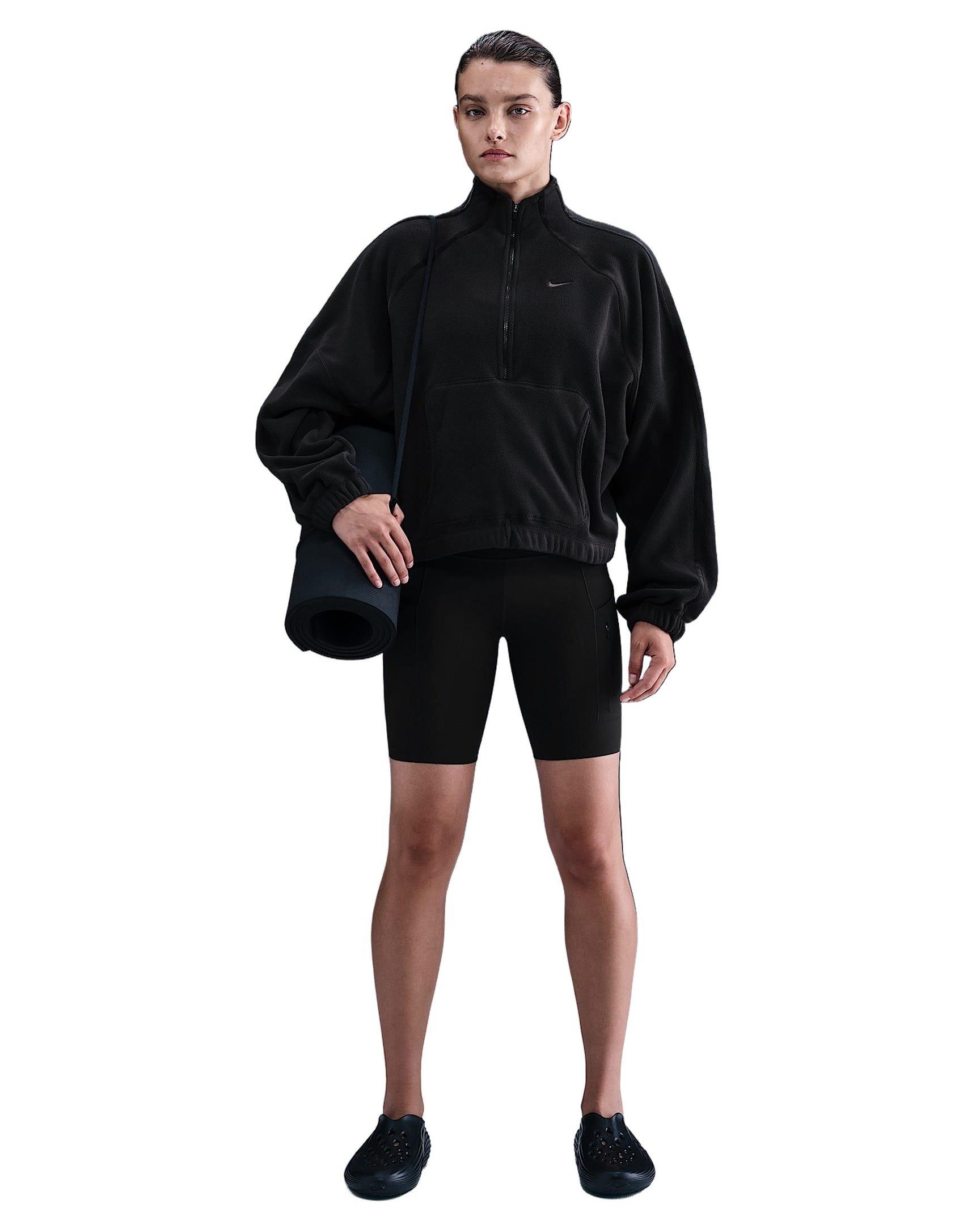 Nike Women's One Therma-FIT 1/2-Zip Top -Black - BLACK Thumbnail View 4