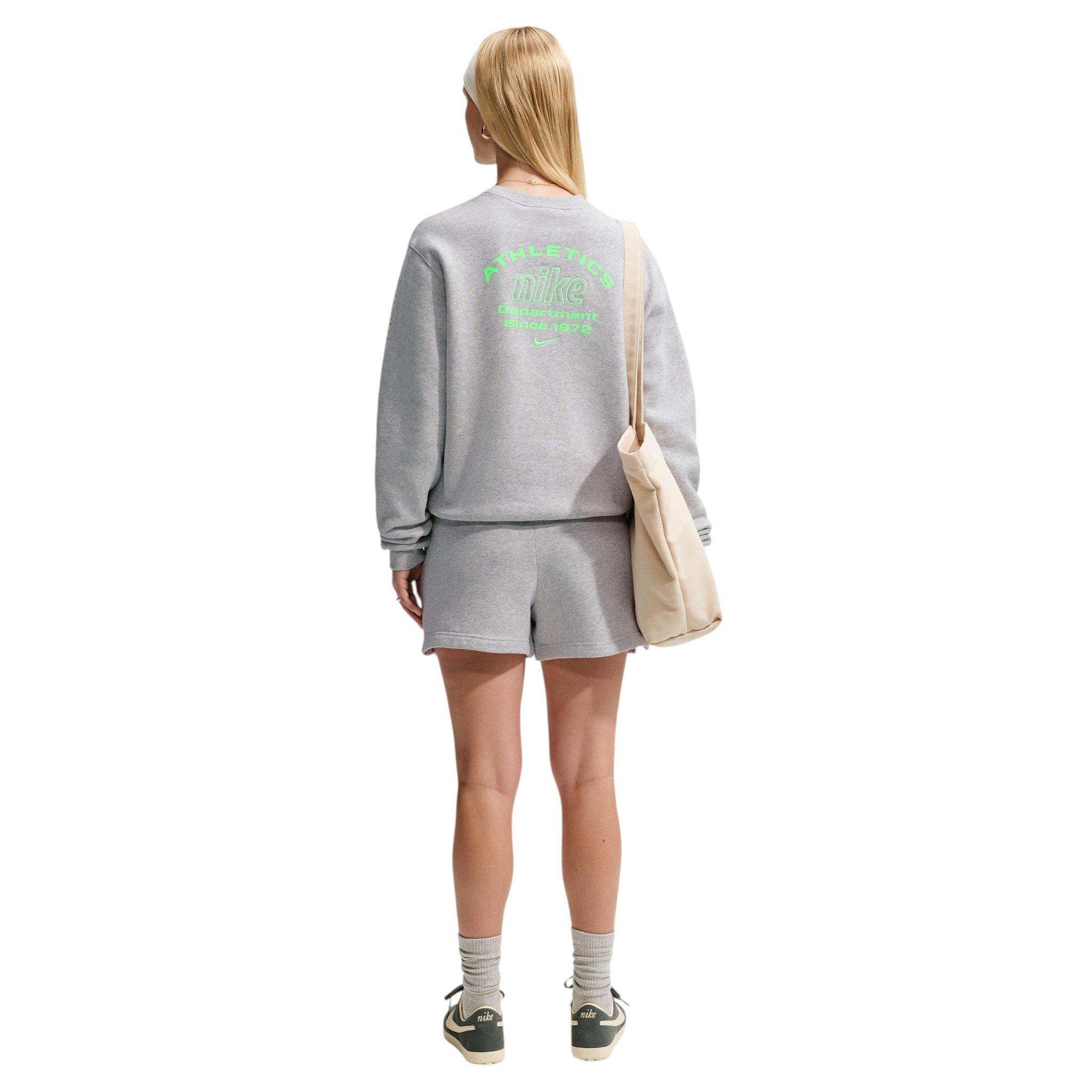 Nike Women's Studio Fleece Med Weight "Graphic Pack" "Athletic Dept" Mid-Rise Shorts - Grey - GREY