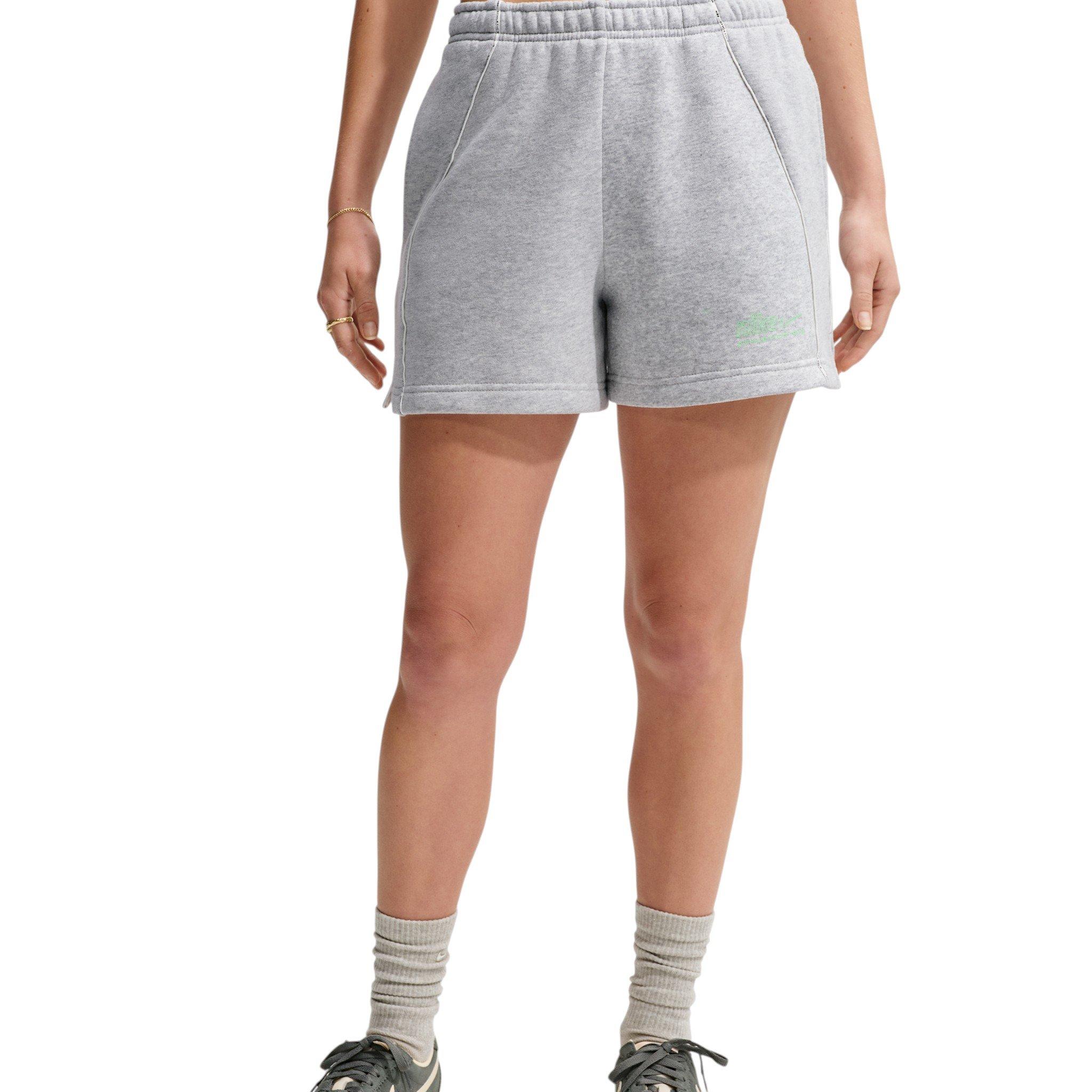 Nike Women's Studio Fleece Med Weight "Graphic Pack" "Athletic Dept" Mid-Rise Shorts - Grey - GREY