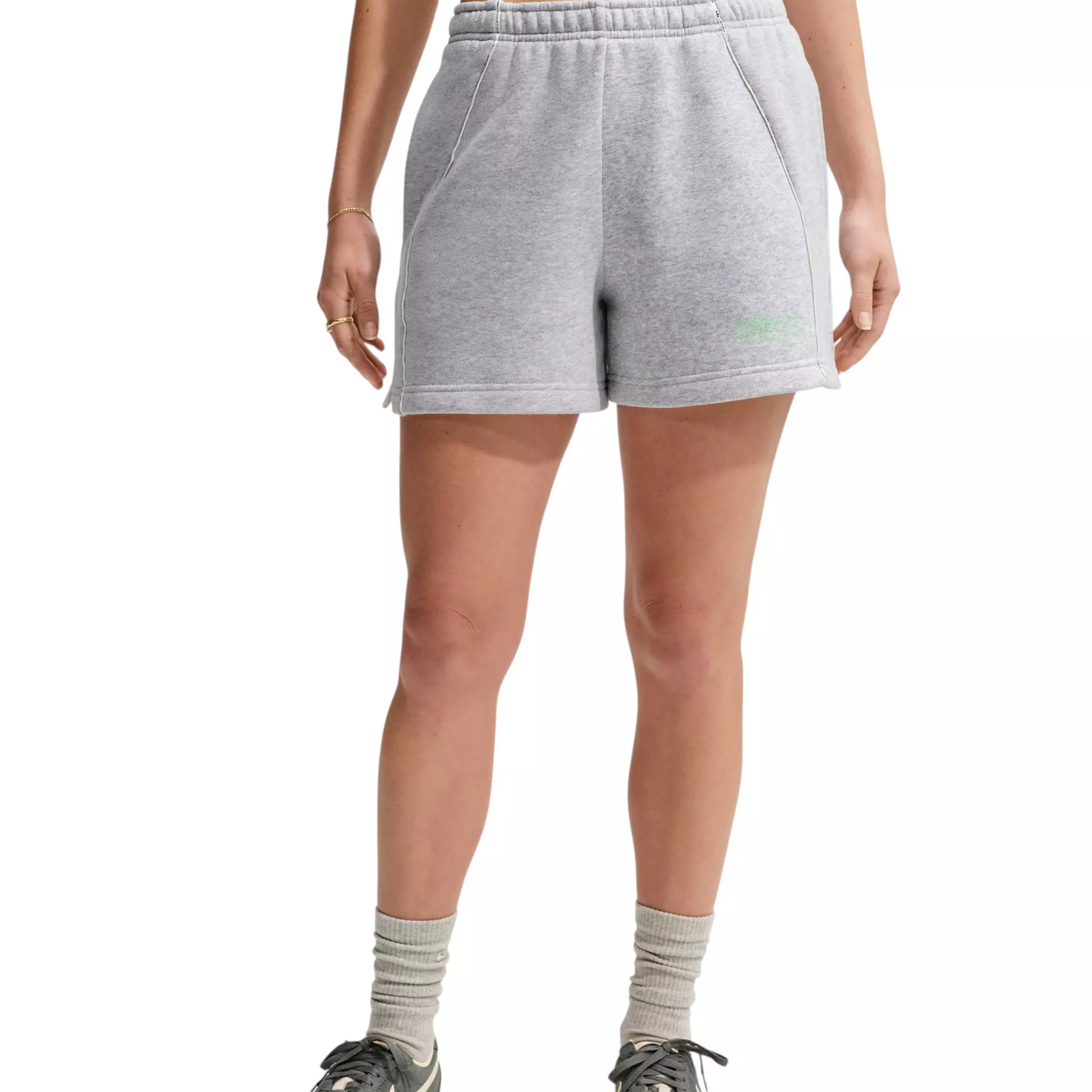 Nike Women's Studio Fleece Med Weight "Graphic Pack" "Athletic Dept" Mid-Rise Shorts - Grey - GREY