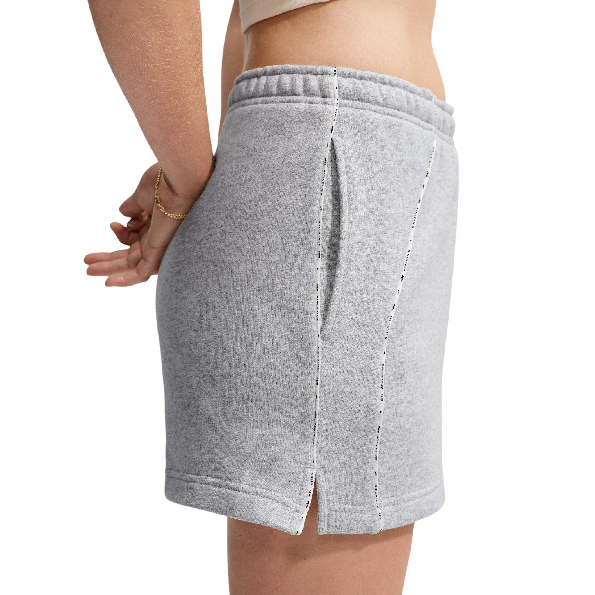 Nike Women's Studio Fleece Med Weight "Graphic Pack" "Athletic Dept" Mid-Rise Shorts - Grey - GREY
