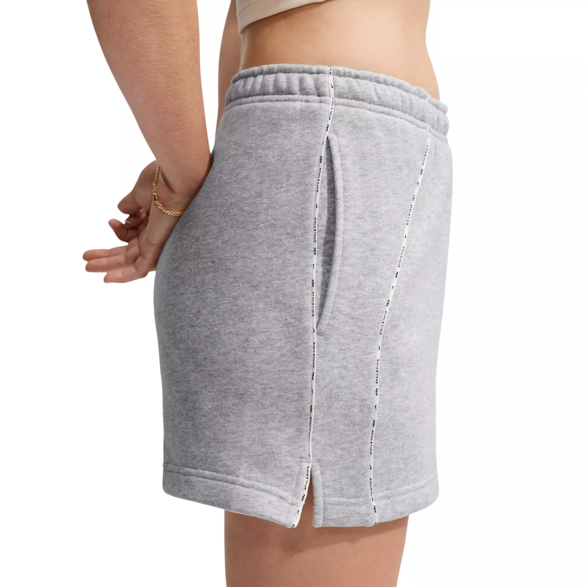 Nike Women's Studio Fleece Med Weight "Graphic Pack" "Athletic Dept" Mid-Rise Shorts - Grey - GREY
