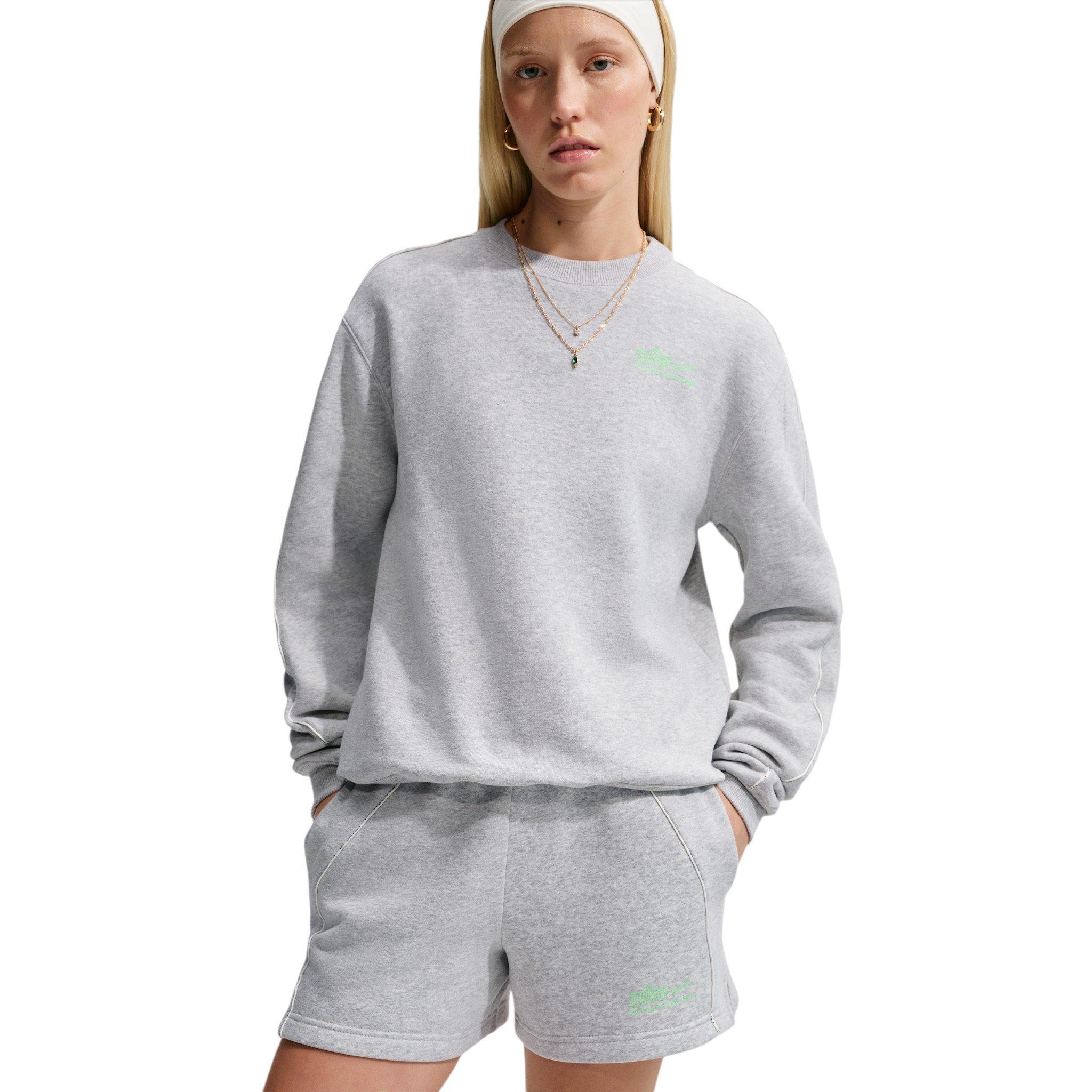 Nike Women's Studio Fleece Med Weight "Graphic Pack" "Athletic Dept" Mid-Rise Shorts - Grey - GREY