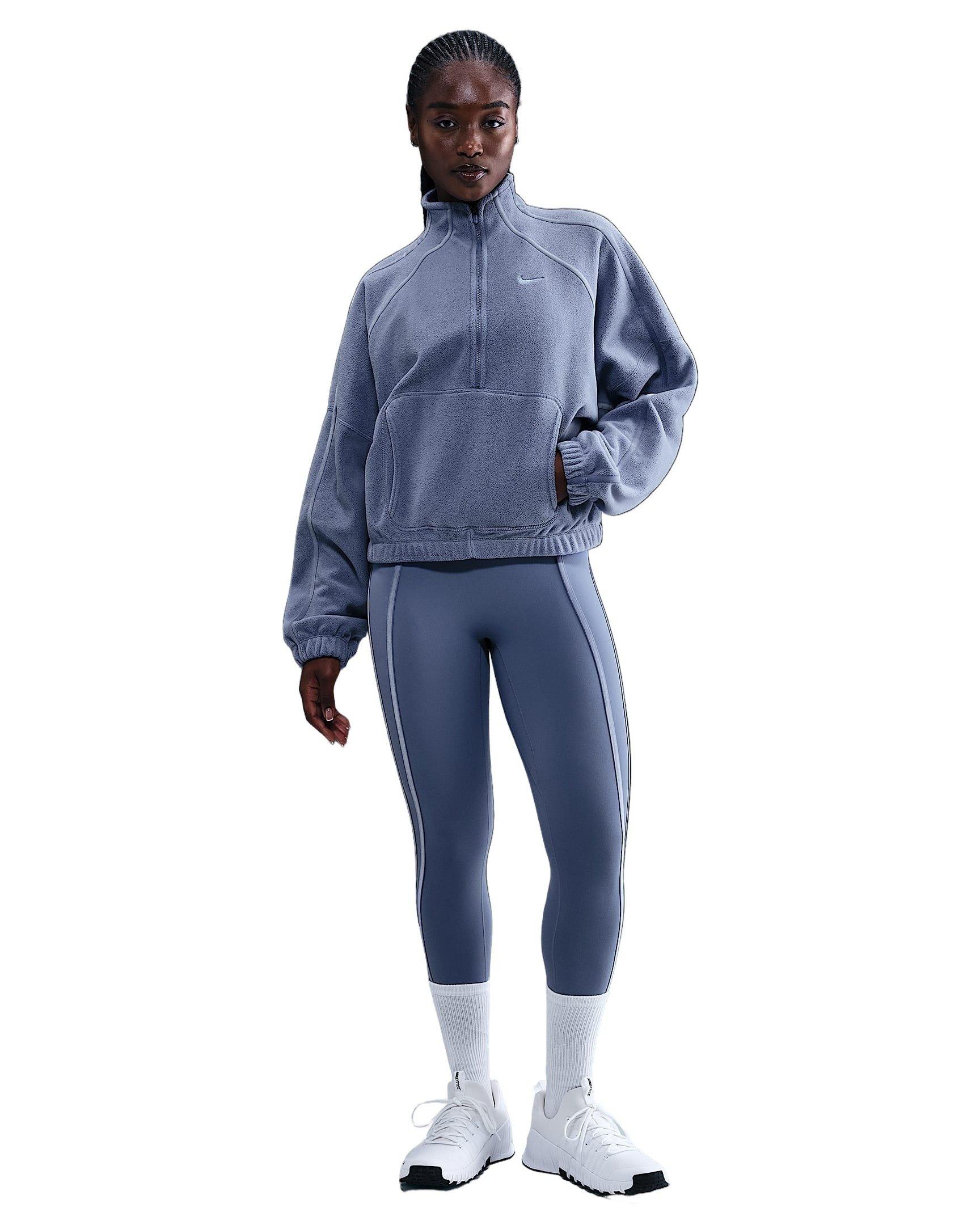 Nike Women's One Therma-FIT 1/2-Zip Top -Indigo - INDIGO Thumbnail View 4