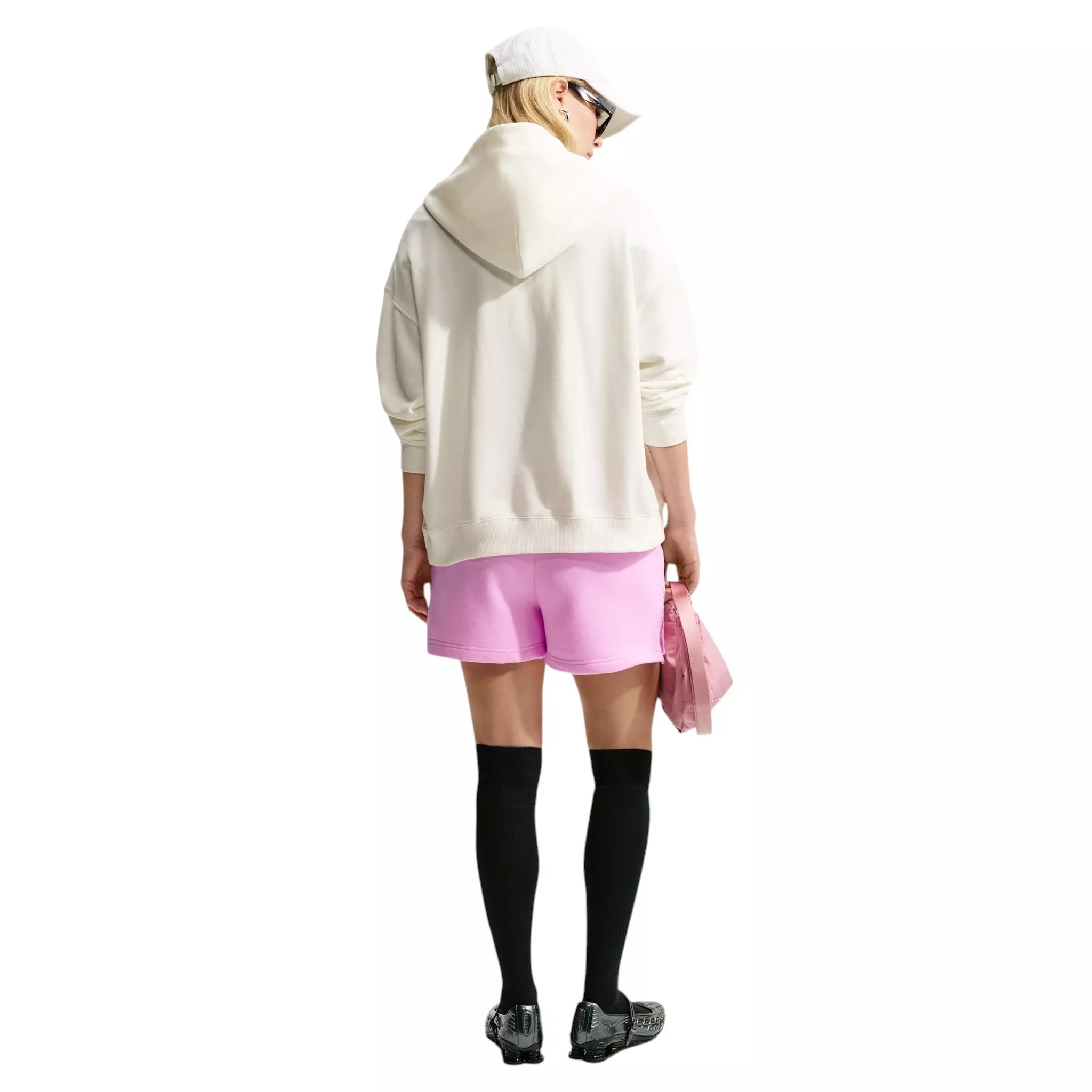 Nike Women's Studio Fleece Med Weight "Graphic Pack" "Athletic Dept" Mid-Rise Shorts - Pink - PINK