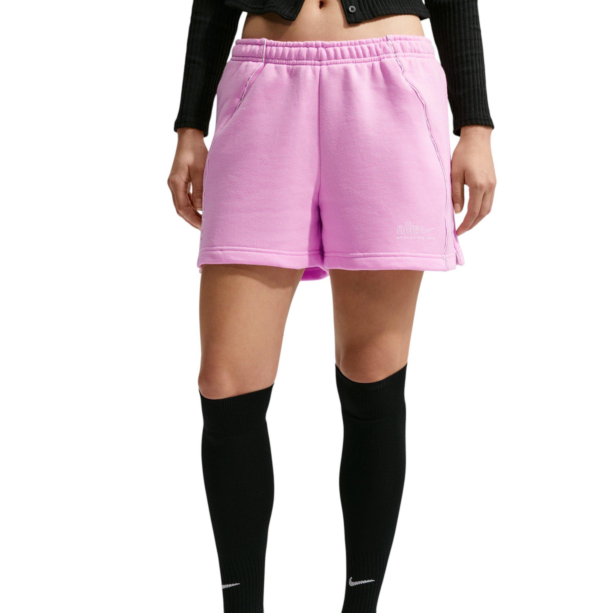 Nike Women's Studio Fleece Med Weight "Graphic Pack" "Athletic Dept" Mid-Rise Shorts - Pink - PINK