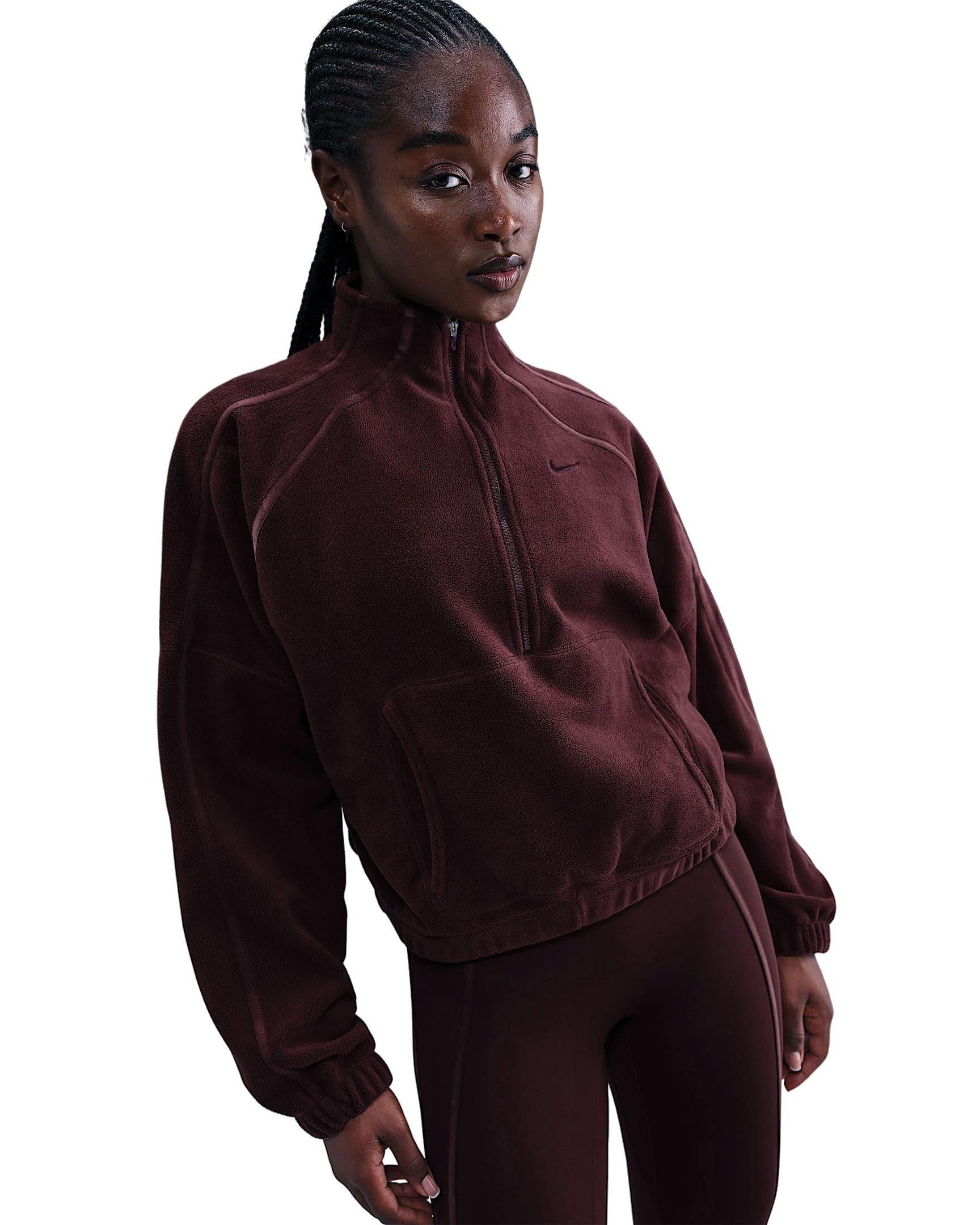 Nike Women's One Therma-FIT 1/2-Zip Top - Burgundy - BURGUNDY Thumbnail View 1