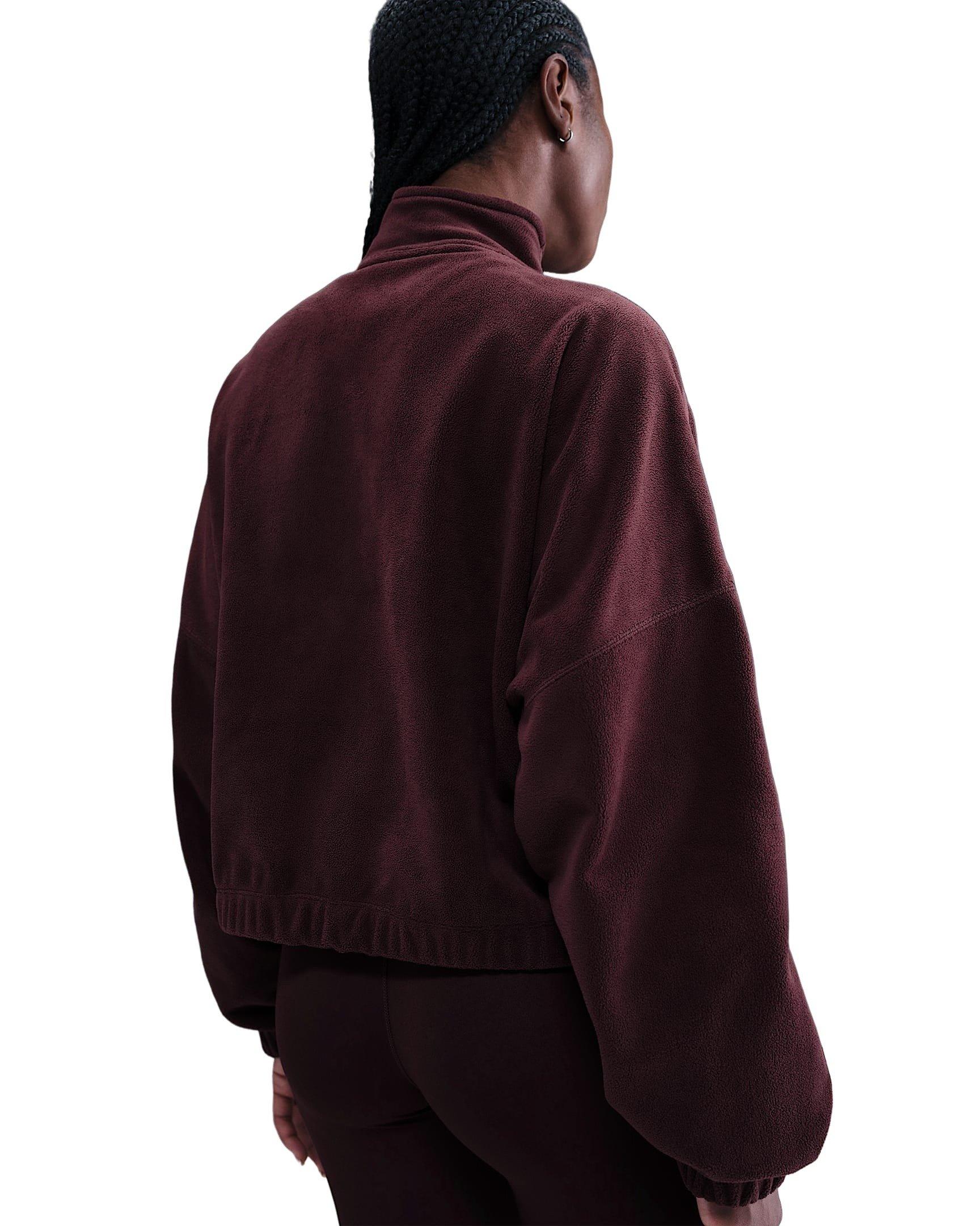Nike Women's One Therma-FIT 1/2-Zip Top - Burgundy - BURGUNDY Thumbnail View 2