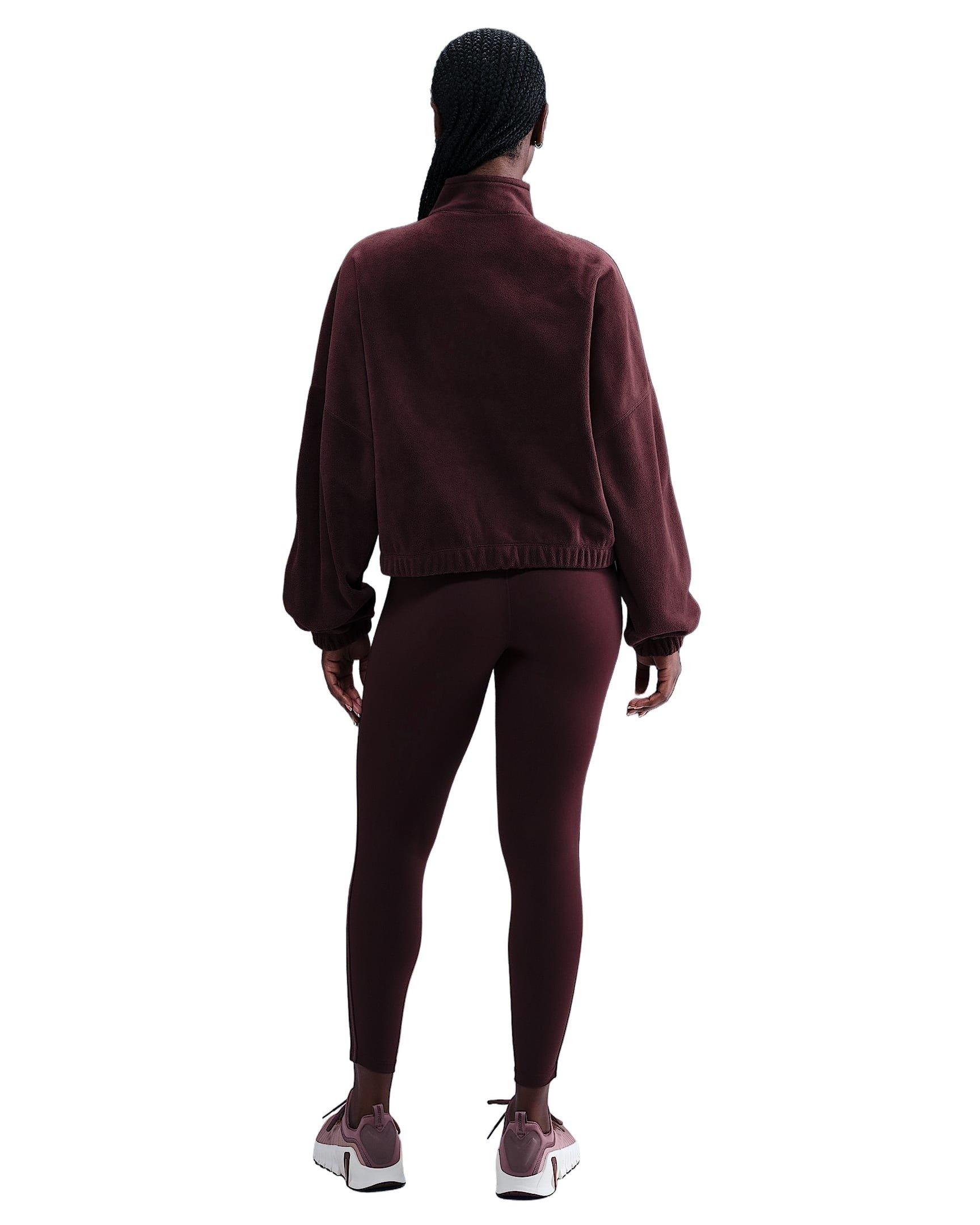 Nike Women's One Therma-FIT 1/2-Zip Top - Burgundy - BURGUNDY Thumbnail View 5