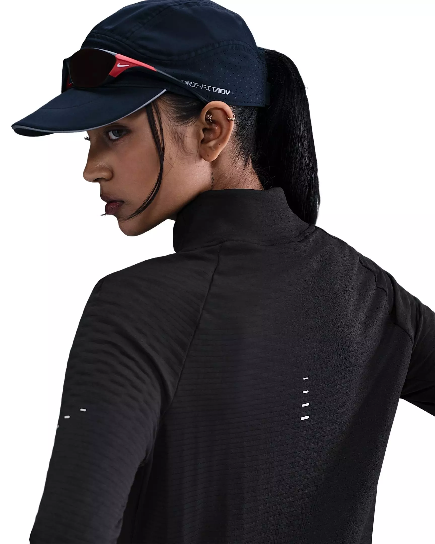 Nike Women's Swift Therma-FIT Turtle-Neck Running Top - Black - BLACK