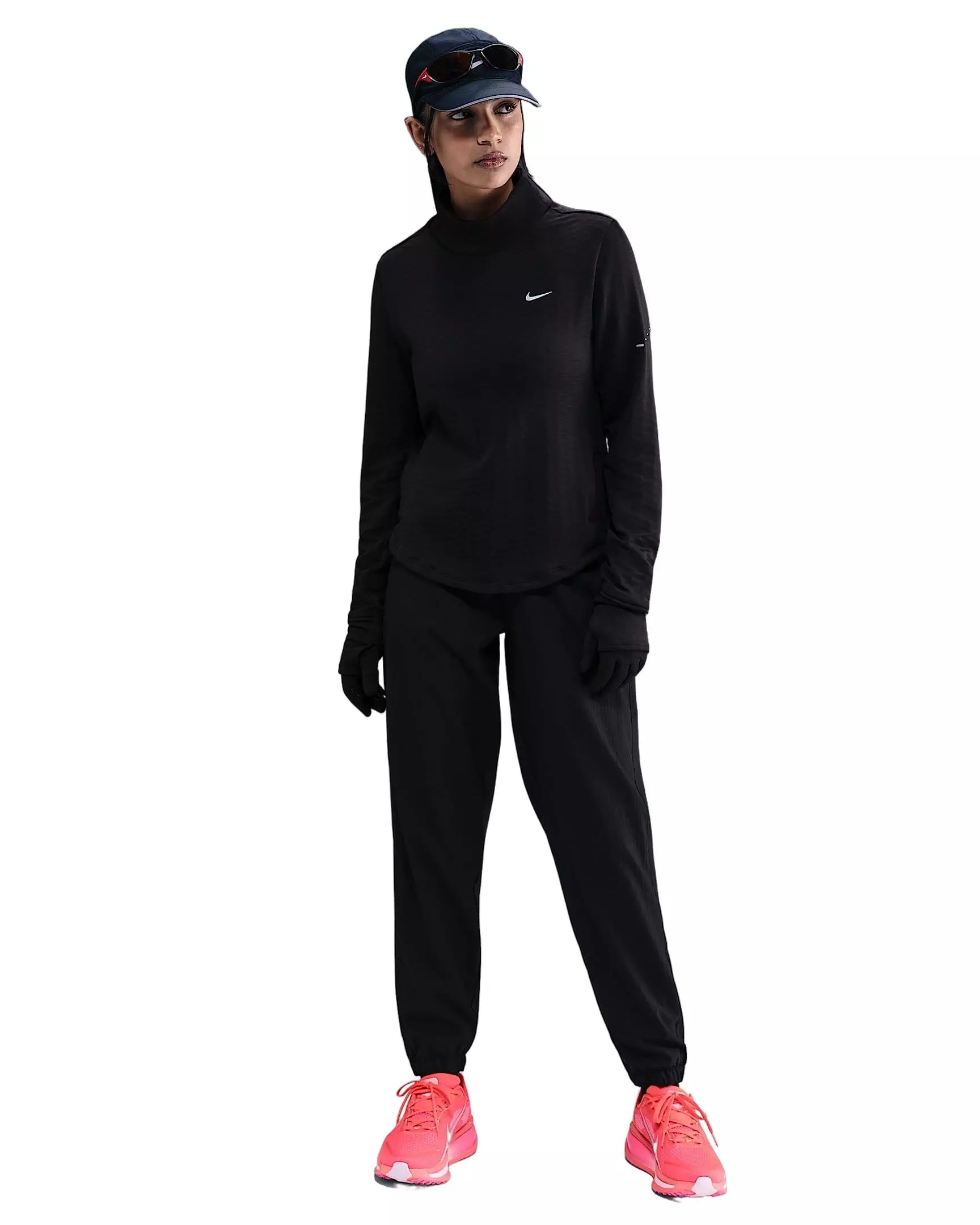Nike Women's Swift Therma-FIT Turtle-Neck Running Top -Black - BLACK