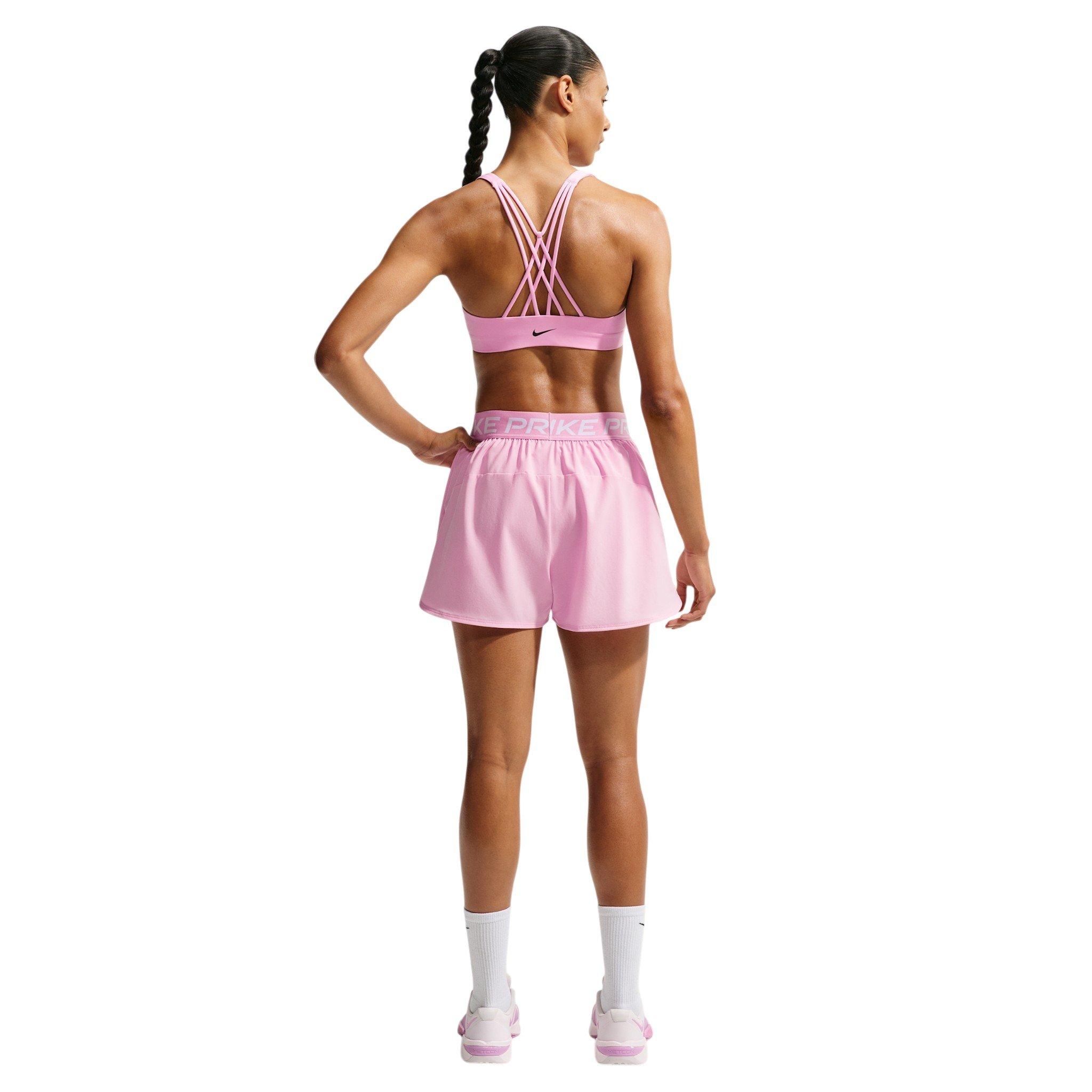 Nike Women's Pro 2-in-1 Shorts - Pink/White - PINK/WHITE Thumbnail View 2