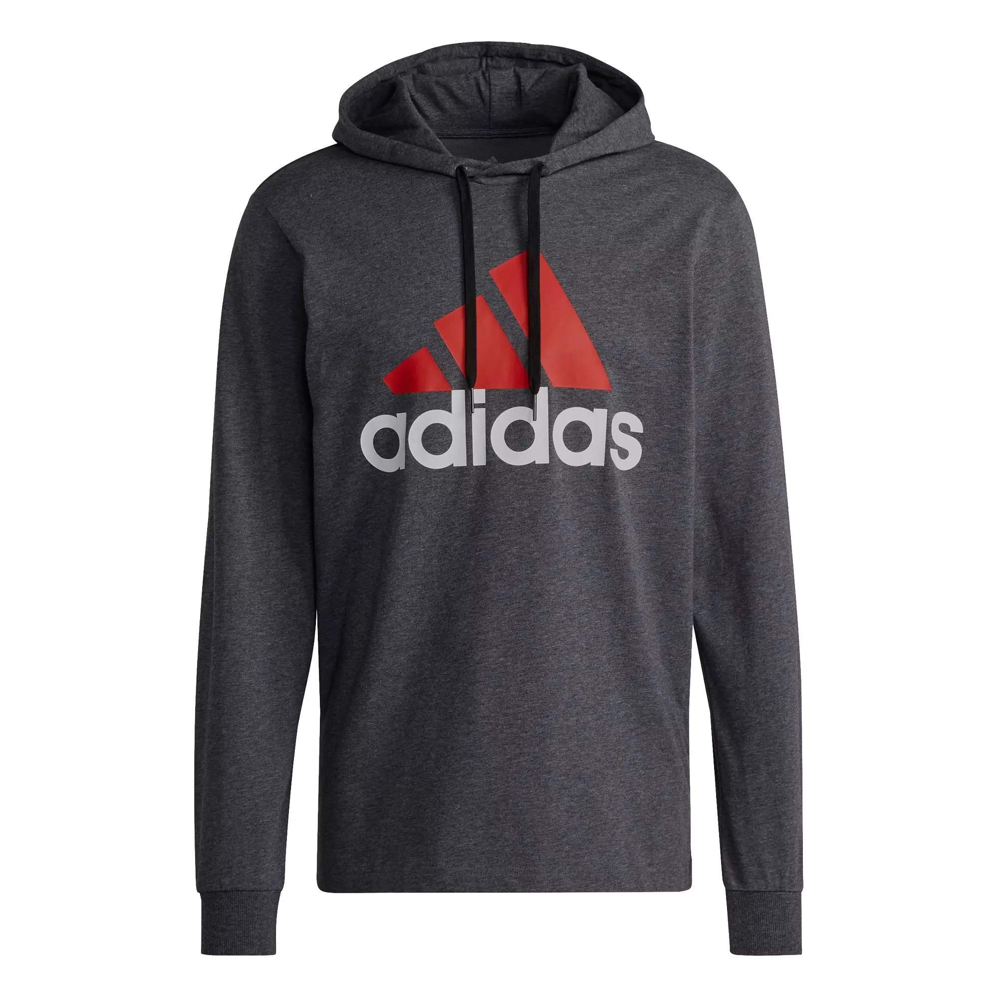 adidas Men's Essentials Logo Dark Grey/Red Hoodie - GREY/RED