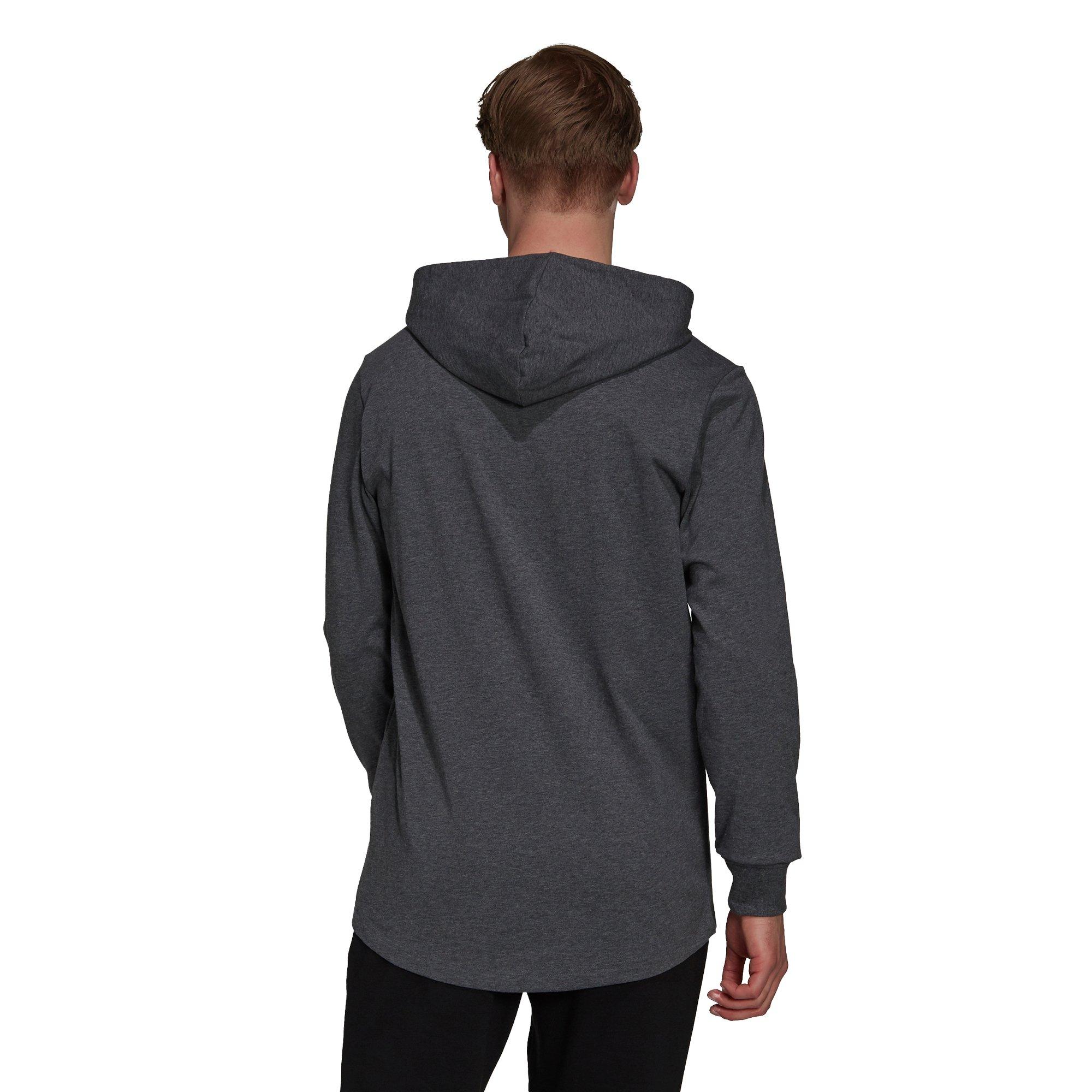 adidas Men's Essentials Logo Dark Grey/Red Hoodie - GREY/RED Thumbnail View 3