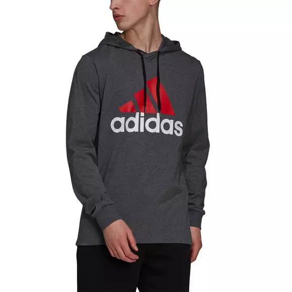 pandilla Búsqueda cantante adidas Men's Essentials Logo Dark Grey/Red Hoodie
