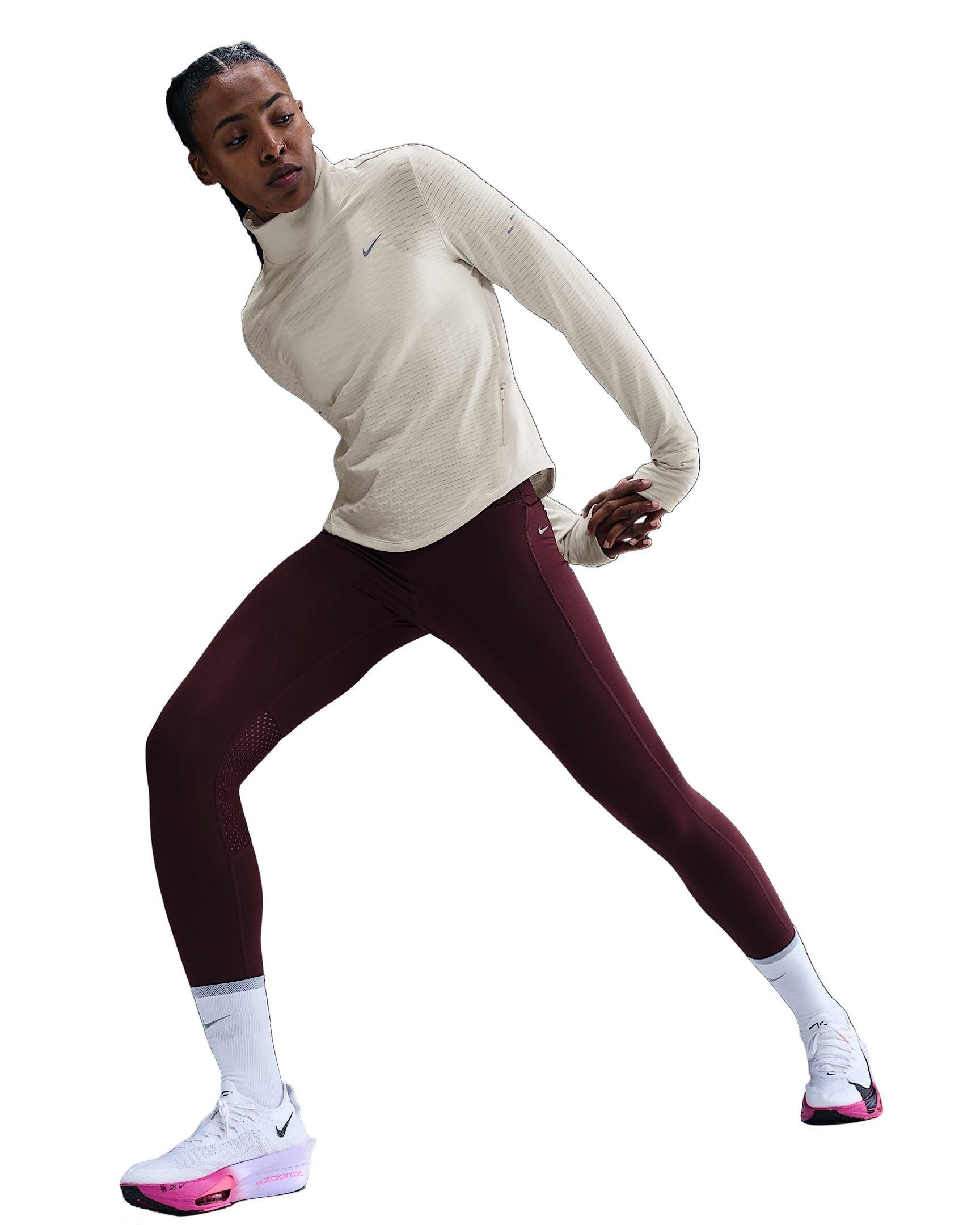 Nike Women's Swift Therma-FIT Turtle-Neck Running Top - White - WHITE Thumbnail View 3