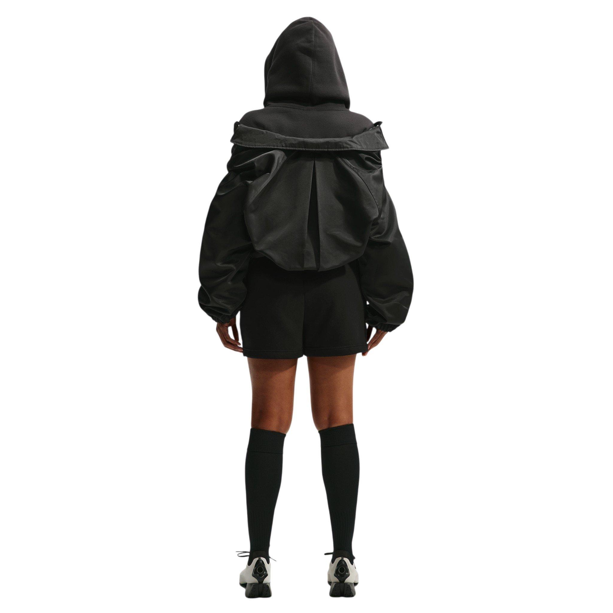 Nike Women's Studio Fleece Medium Weight Mid-Rise Shorts - Black/Off-White - BLACK/OFF-WHITE