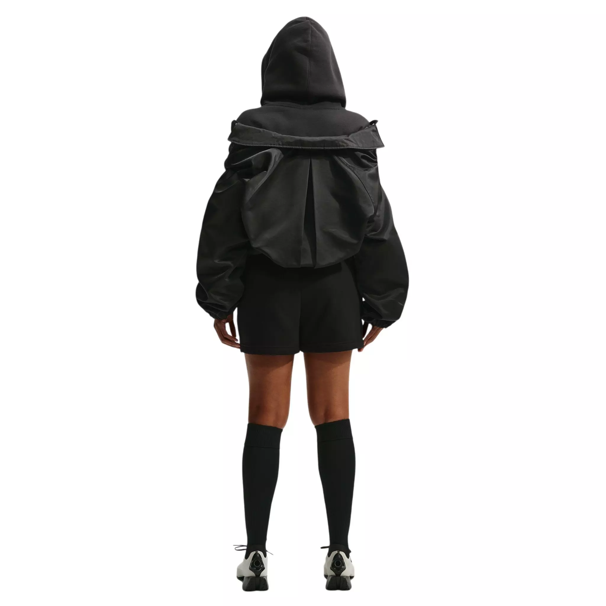 Nike Women's Studio Fleece Medium Weight Mid-Rise Shorts - Black/Off-White - BLACK/OFF-WHITE