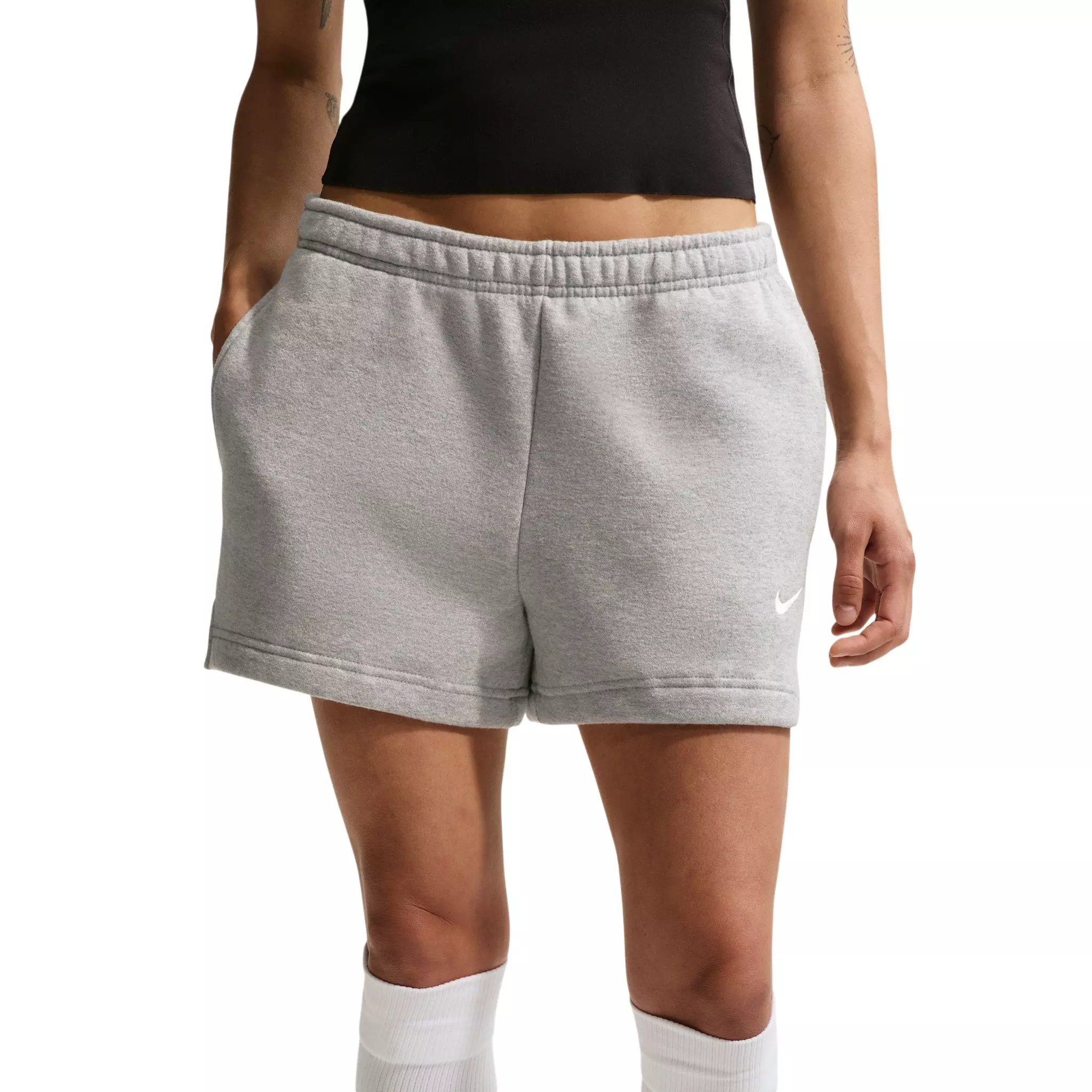 Nike Women's Studio Fleece Medium Weight Mid-Rise Shorts - Grey - GREY