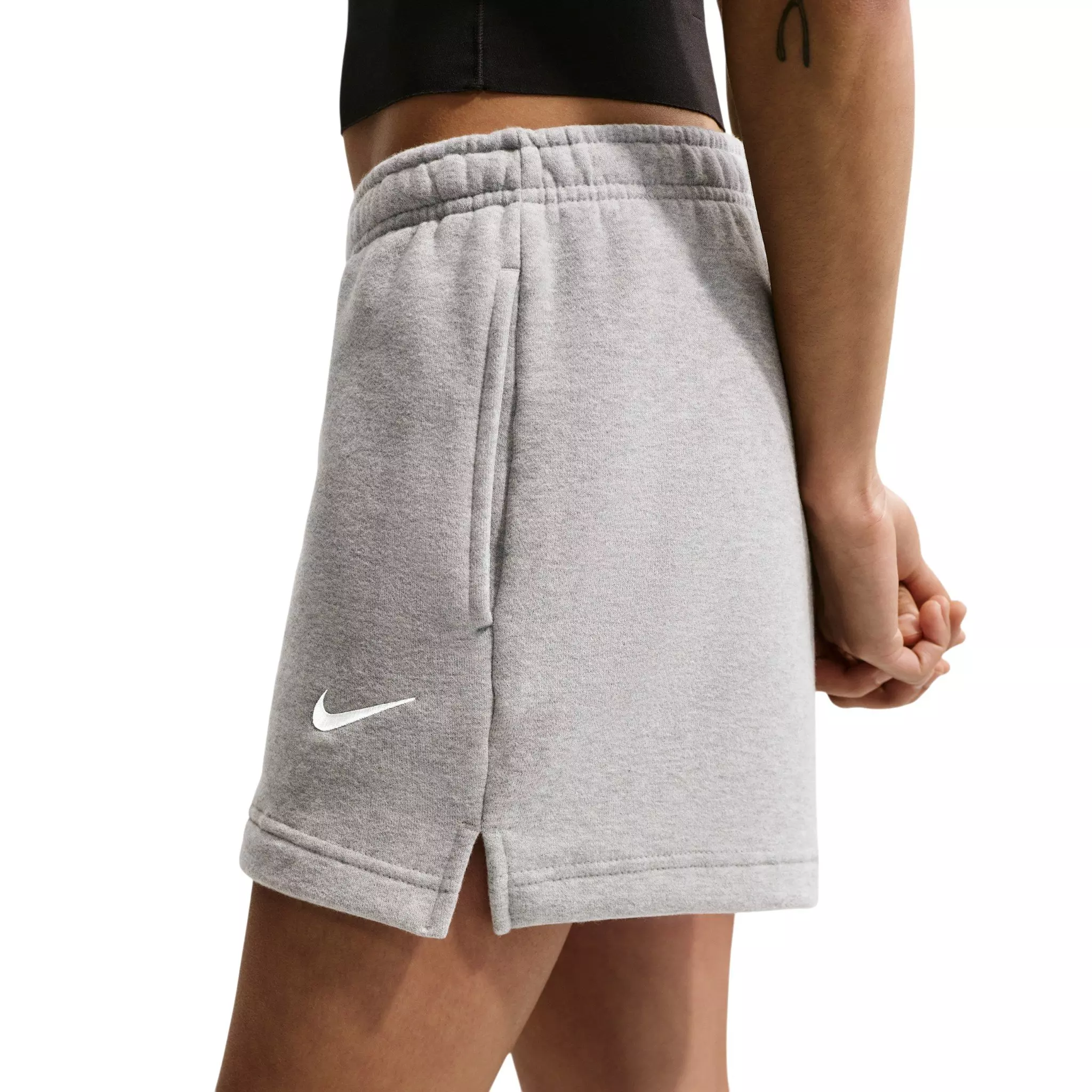 Nike Women's Studio Fleece Medium Weight Mid-Rise Shorts - Grey - GREY