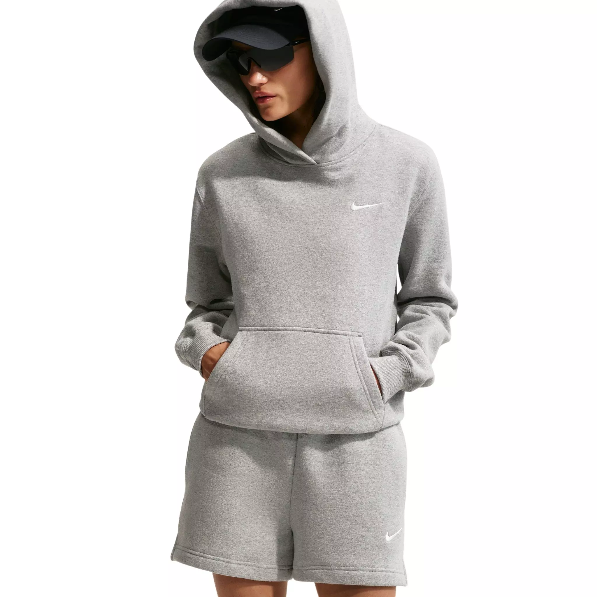 Nike Women's Studio Fleece Medium Weight Mid-Rise Shorts - Grey - GREY
