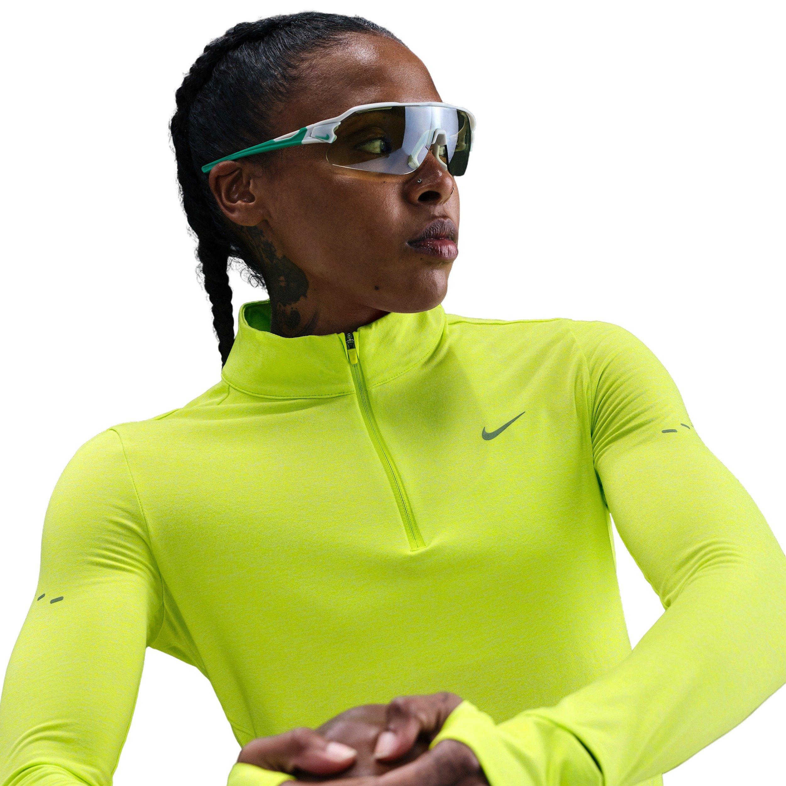 Nike Women's Swift Dri-FIT UV 1/4-Zip Running Top -Cyber Green - CYBER GREEN Thumbnail View 3