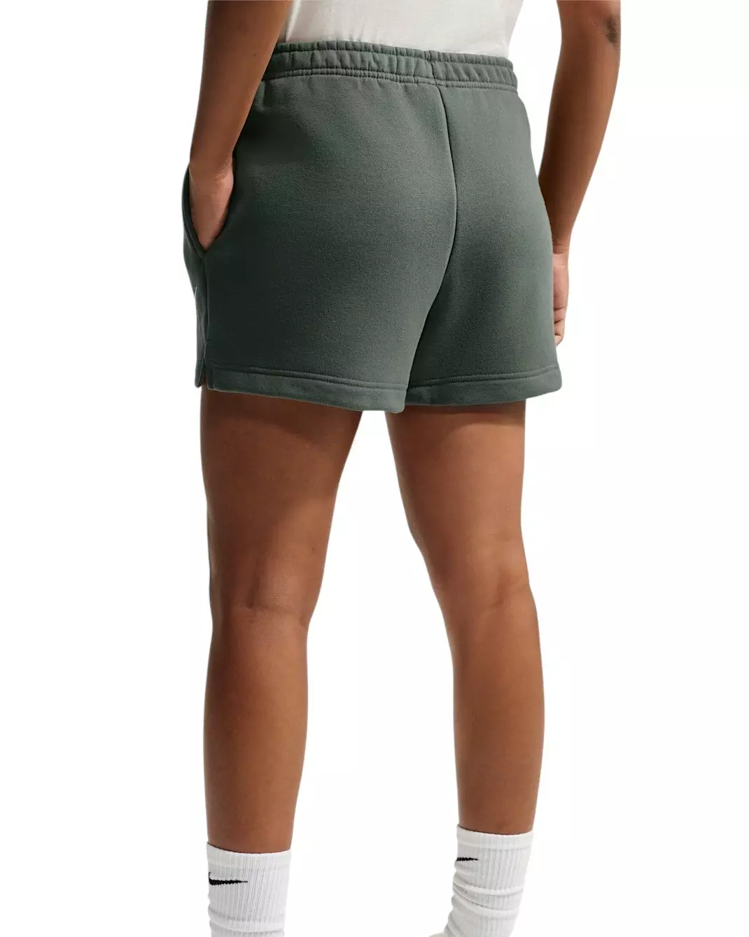 Nike Women's Studio Fleece Medium Weight Mid-Rise Shorts - Camo Green - CAMO GREEN
