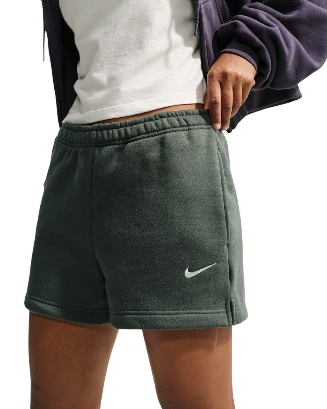 Nike Women's Studio Fleece Medium Weight Mid-Rise Shorts - Camo Green - CAMO GREEN
