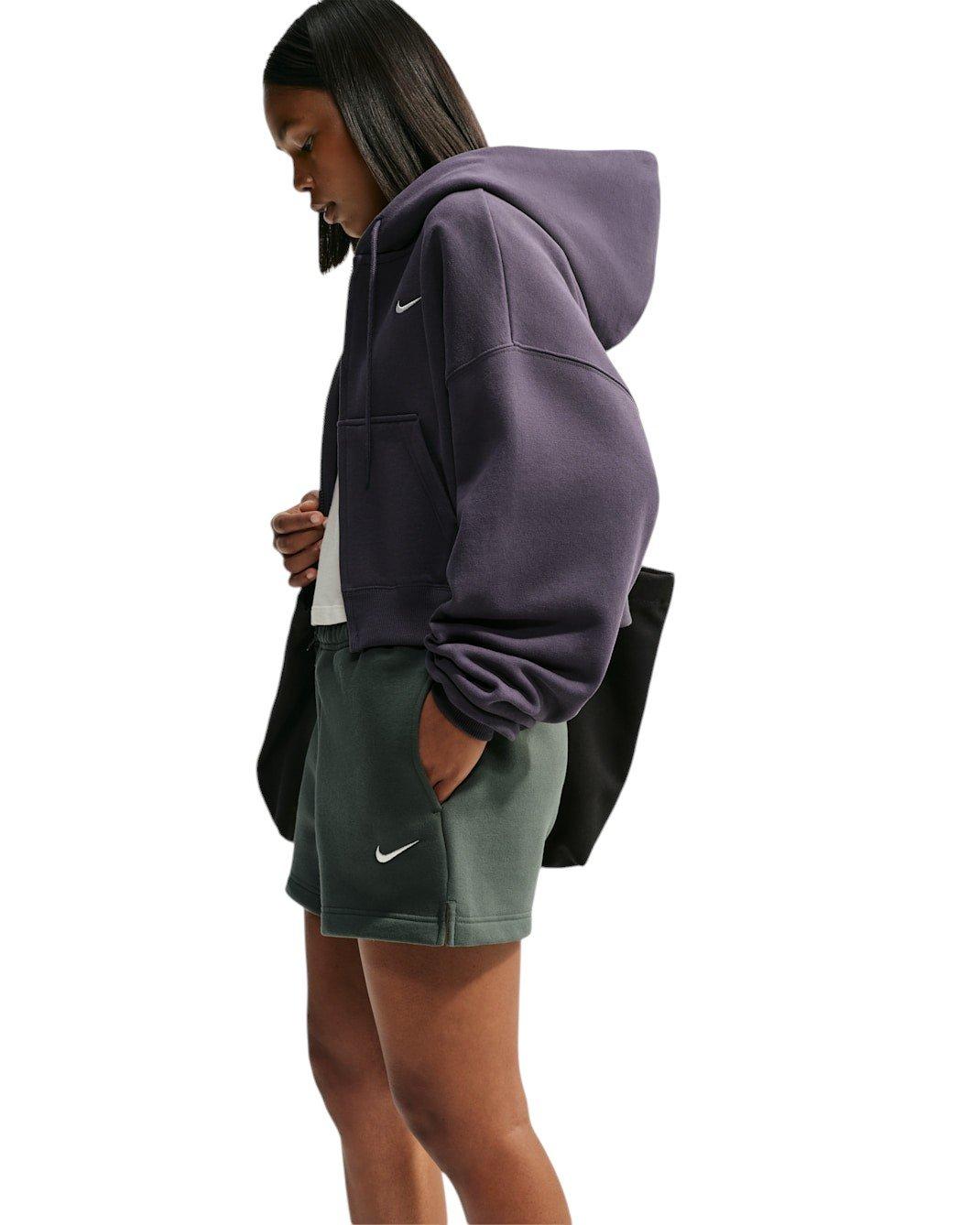 Nike Women's Studio Fleece Medium Weight Mid-Rise Shorts - Camo Green - CAMO GREEN
