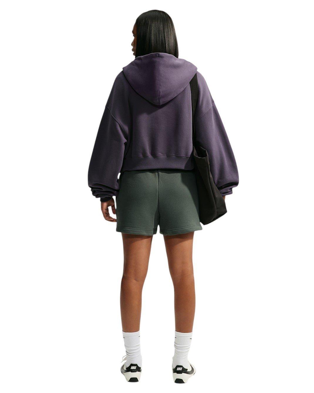 Nike Women's Studio Fleece Medium Weight Mid-Rise Shorts - Camo Green - CAMO GREEN