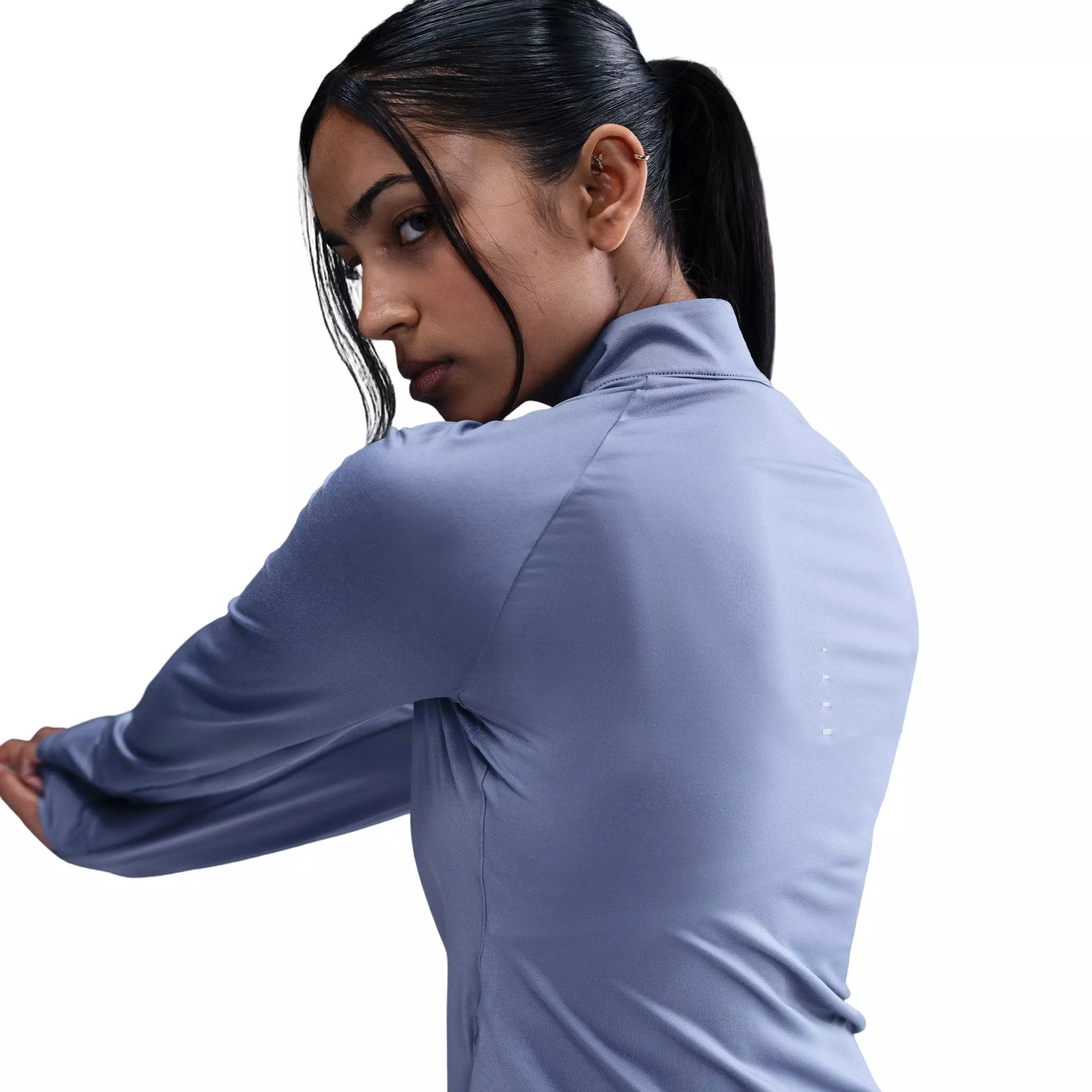 Nike Women's Swift Dri-FIT UV 1/4-Zip Running Top -Indigo - INDIGO