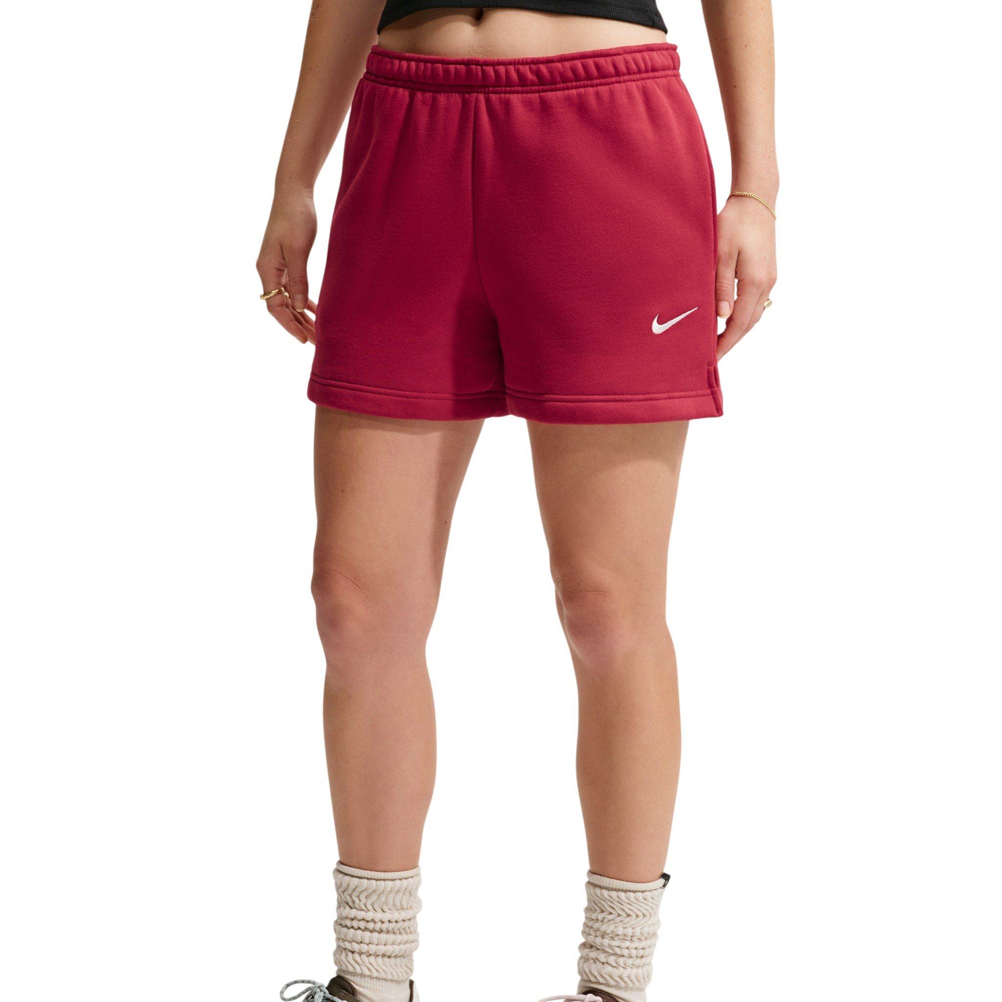 Nike Women's Studio Fleece Medium Weight Mid-Rise Shorts - Red - RED Thumbnail View 3