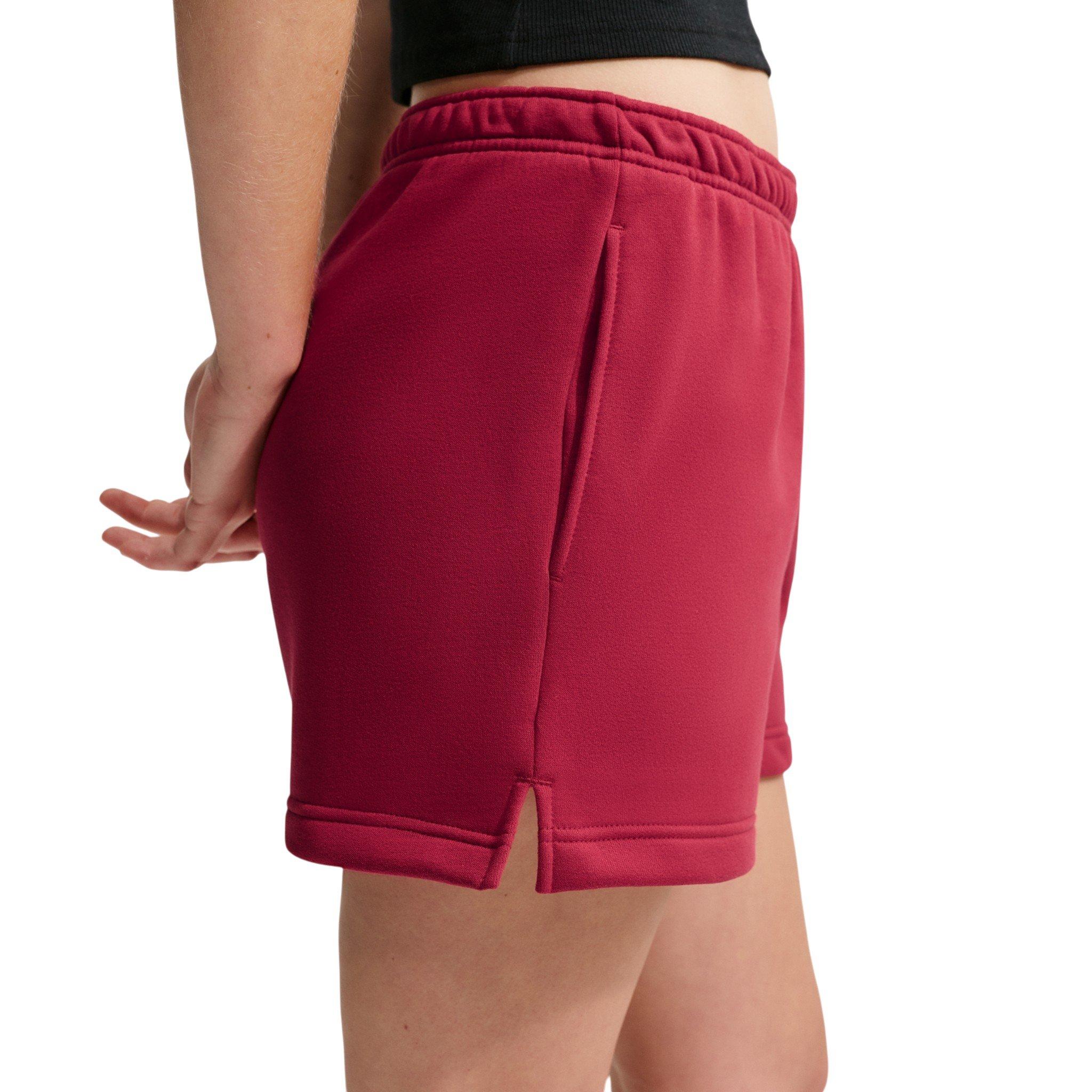 Nike Women's Studio Fleece Medium Weight Mid-Rise Shorts - Red - RED Thumbnail View 4