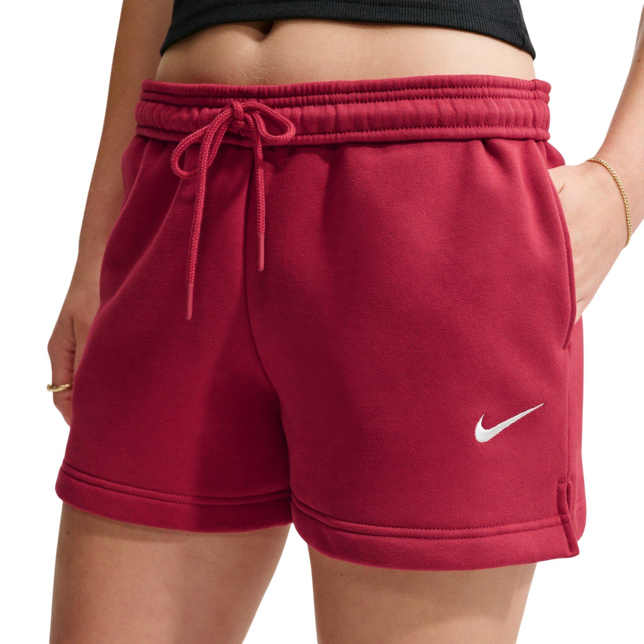 Nike Women's Studio Fleece Medium Weight Mid-Rise Shorts - Red - RED Thumbnail View 5