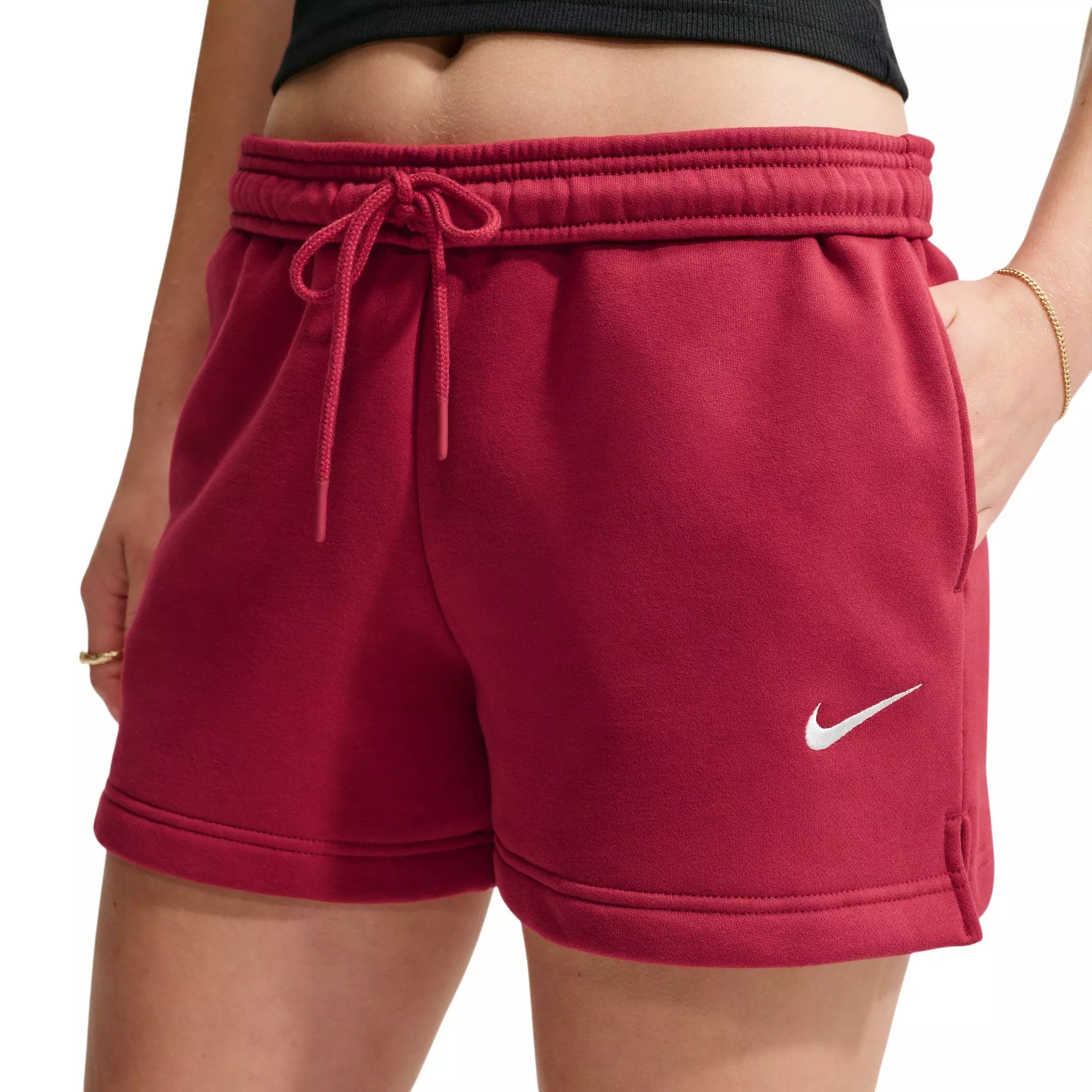 Nike Women's Studio Fleece Medium Weight Mid-Rise Shorts - Red - RED