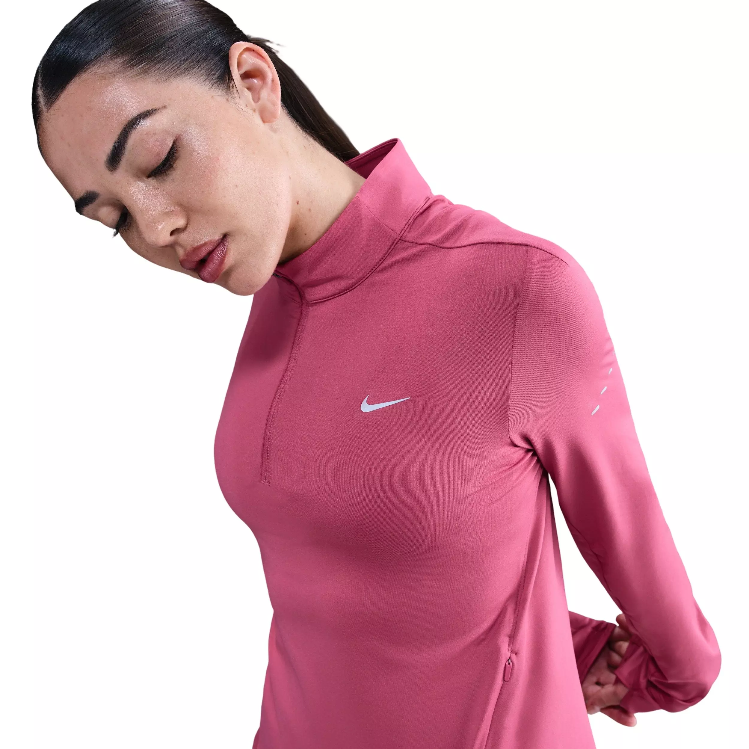 Nike Women's Swift Dri-FIT UV 1/4-Zip Running Top - Beet Purple - BEET PURPLE