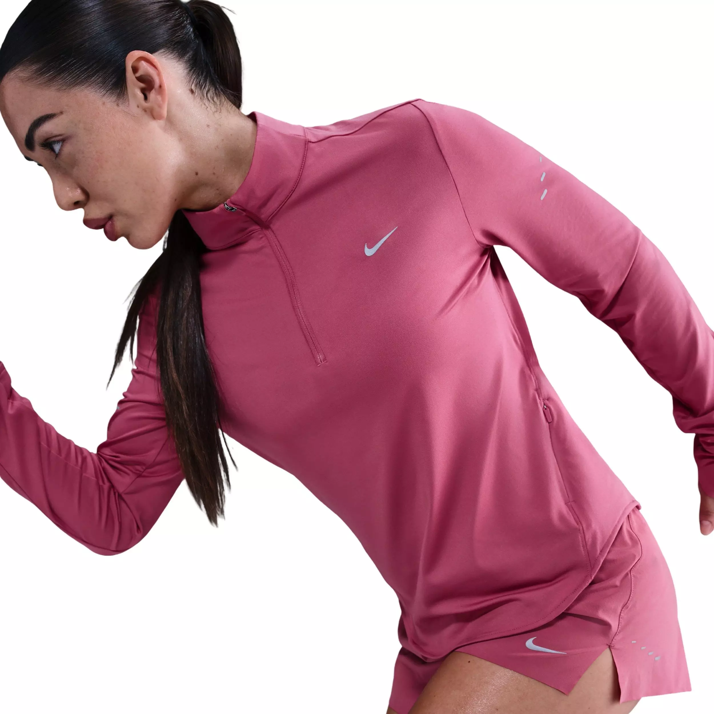 Nike Women's Swift Dri-FIT UV 1/4-Zip Running Top -Beet Purple - BEET PURPLE