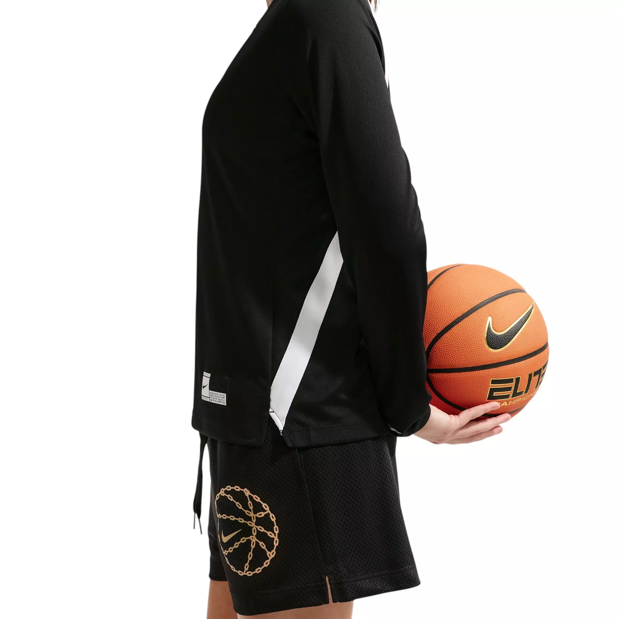 Nike Women's Dri-FIT Graphic Mesh Basketball Shorts - Black/Gold - BLACK/GOLD