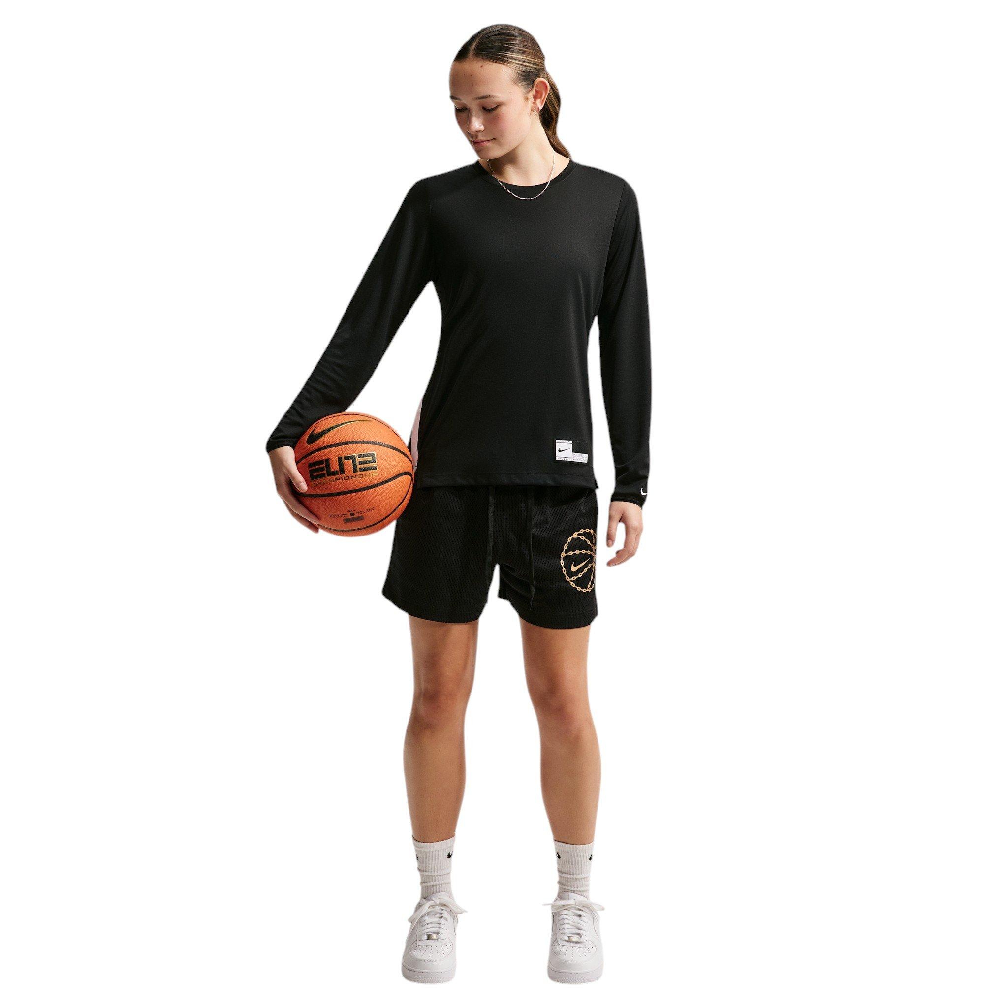 Nike Women's Dri-FIT Graphic Mesh Basketball Shorts - Black/Gold - BLACK/GOLD