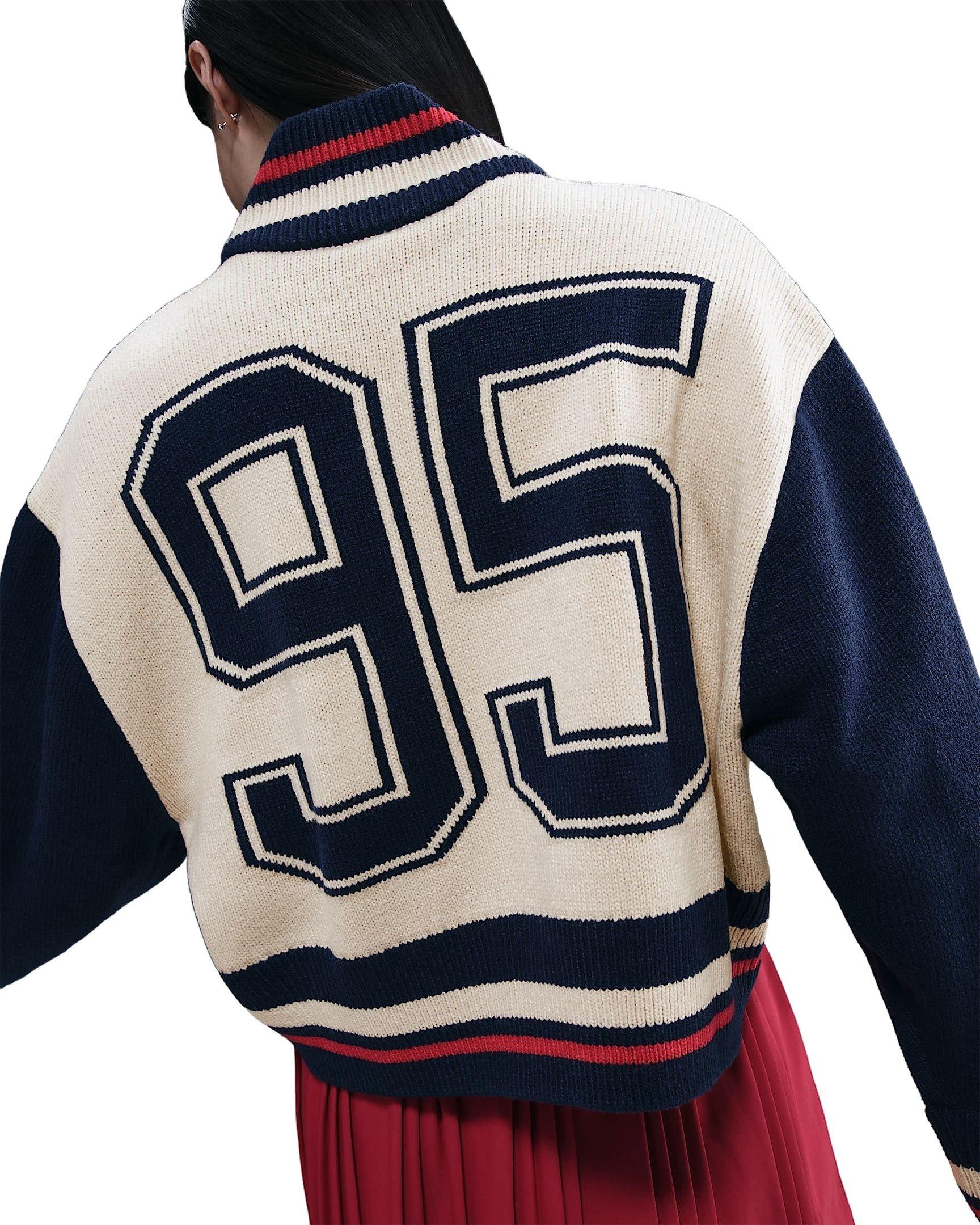 Nike Women's Sportswear Street Cardigan - Light Brown/Navy/Red - LT BROWN/NAVY/RED Thumbnail View 2