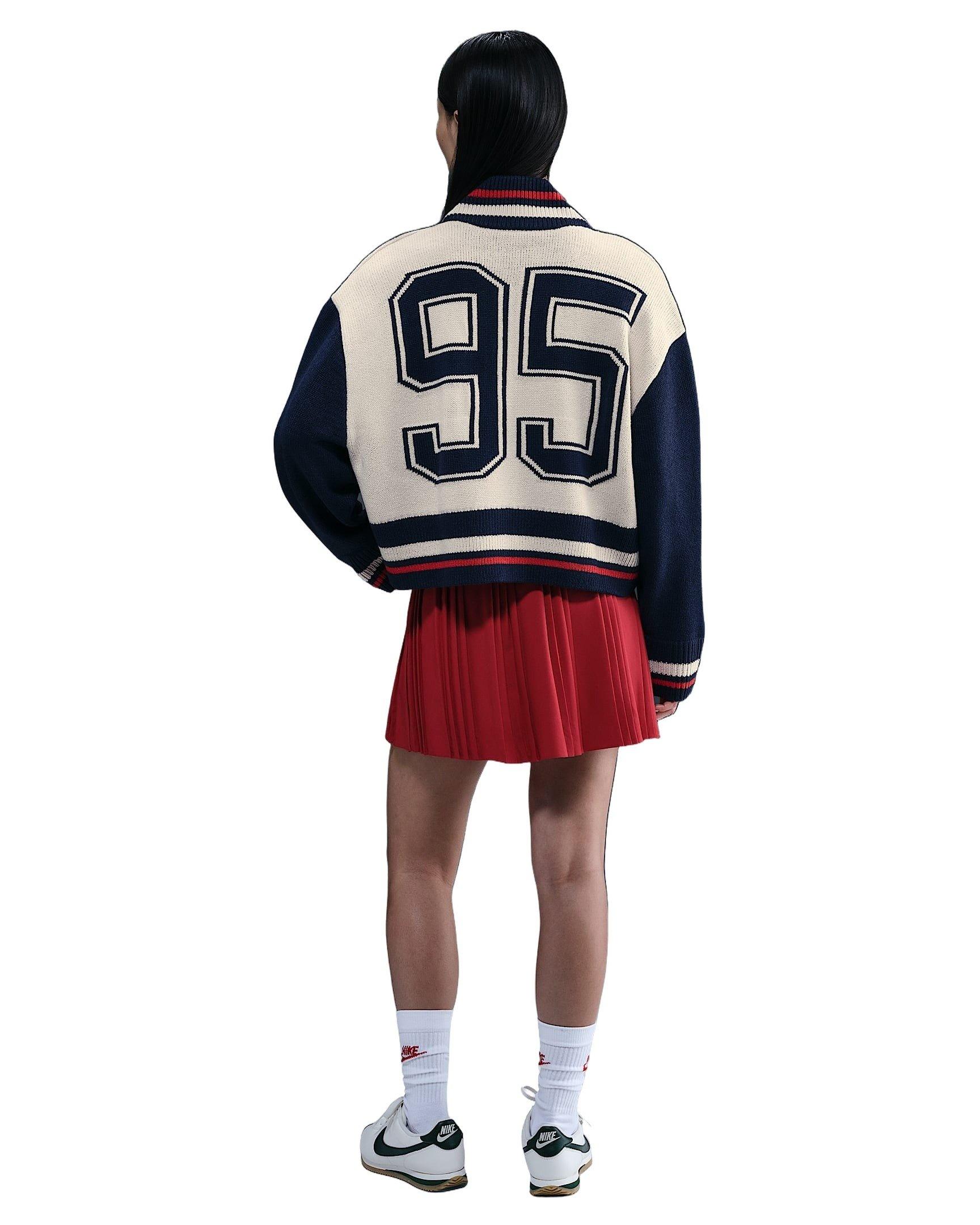 Nike Women's Sportswear Street Cardigan - Light Brown/Navy/Red - LT BROWN/NAVY/RED Thumbnail View 5