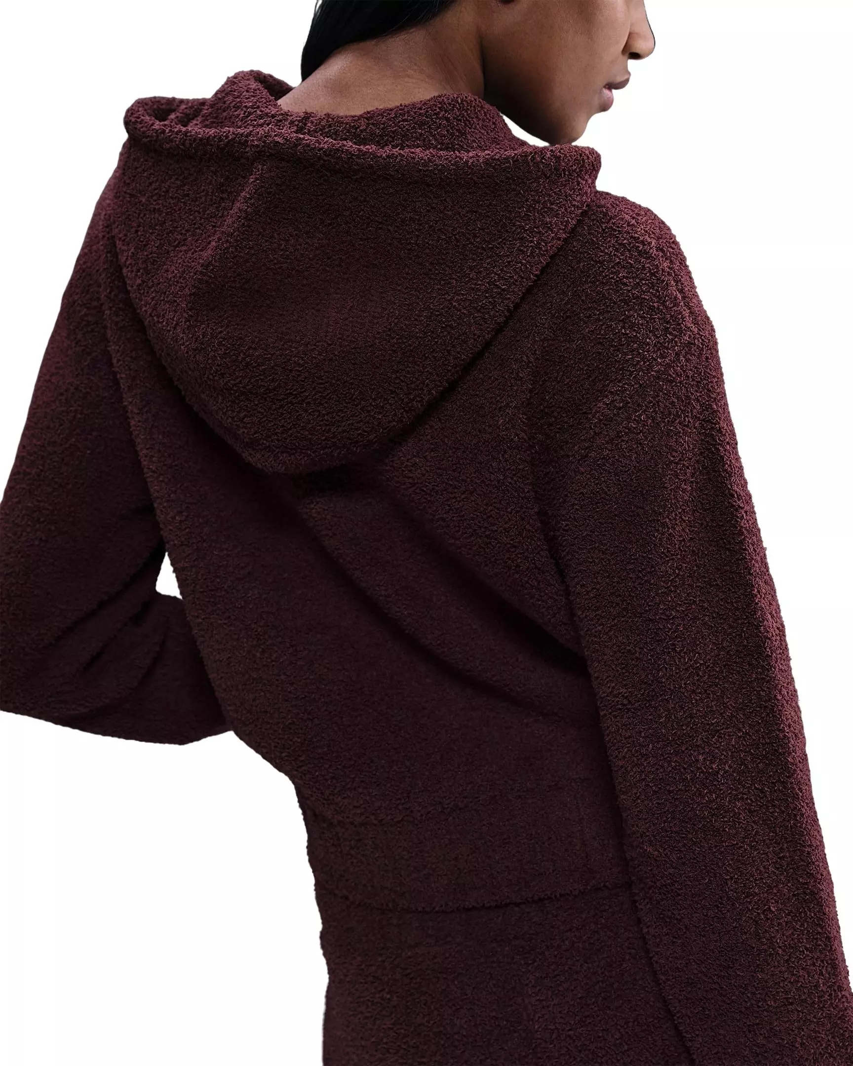 Nike Women's Sportswear Phoenix Cozy Bouclé Loose Knit Hoodie -Burgundy - BURGUNDY