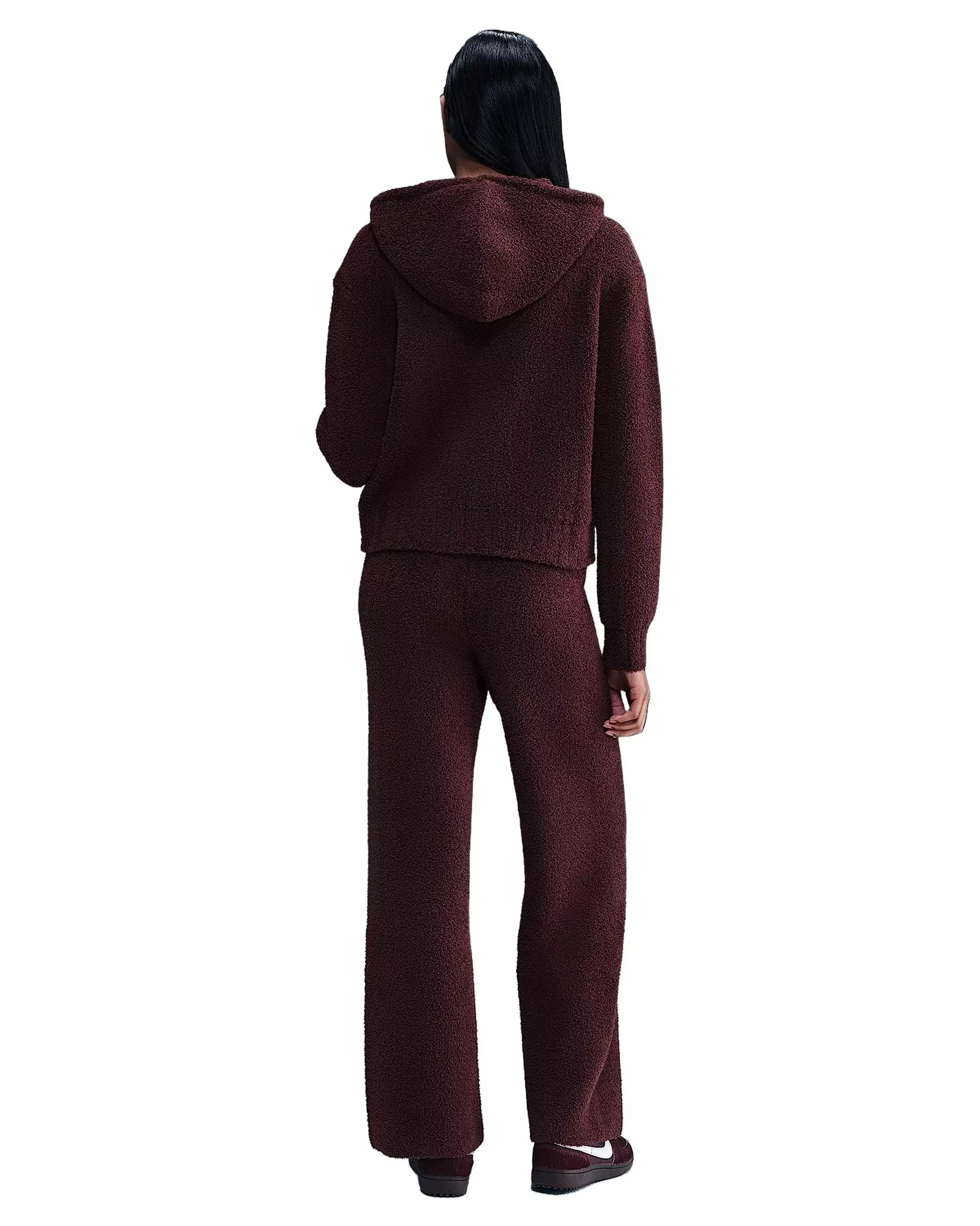 Nike Women's Sportswear Phoenix Cozy Boucl&eacute; Loose Knit Hoodie - Burgundy - BURGUNDY