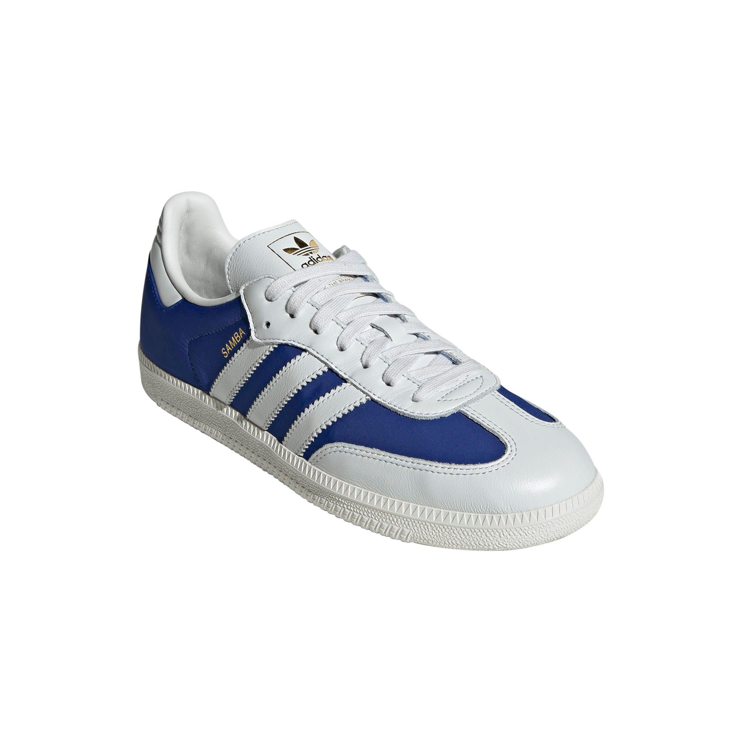 adidas Originals Samba OG "Crystal White/Crystal White/Team Royal Blue" Men's Shoe - WHITE/WHITE/BLUE Thumbnail View 3