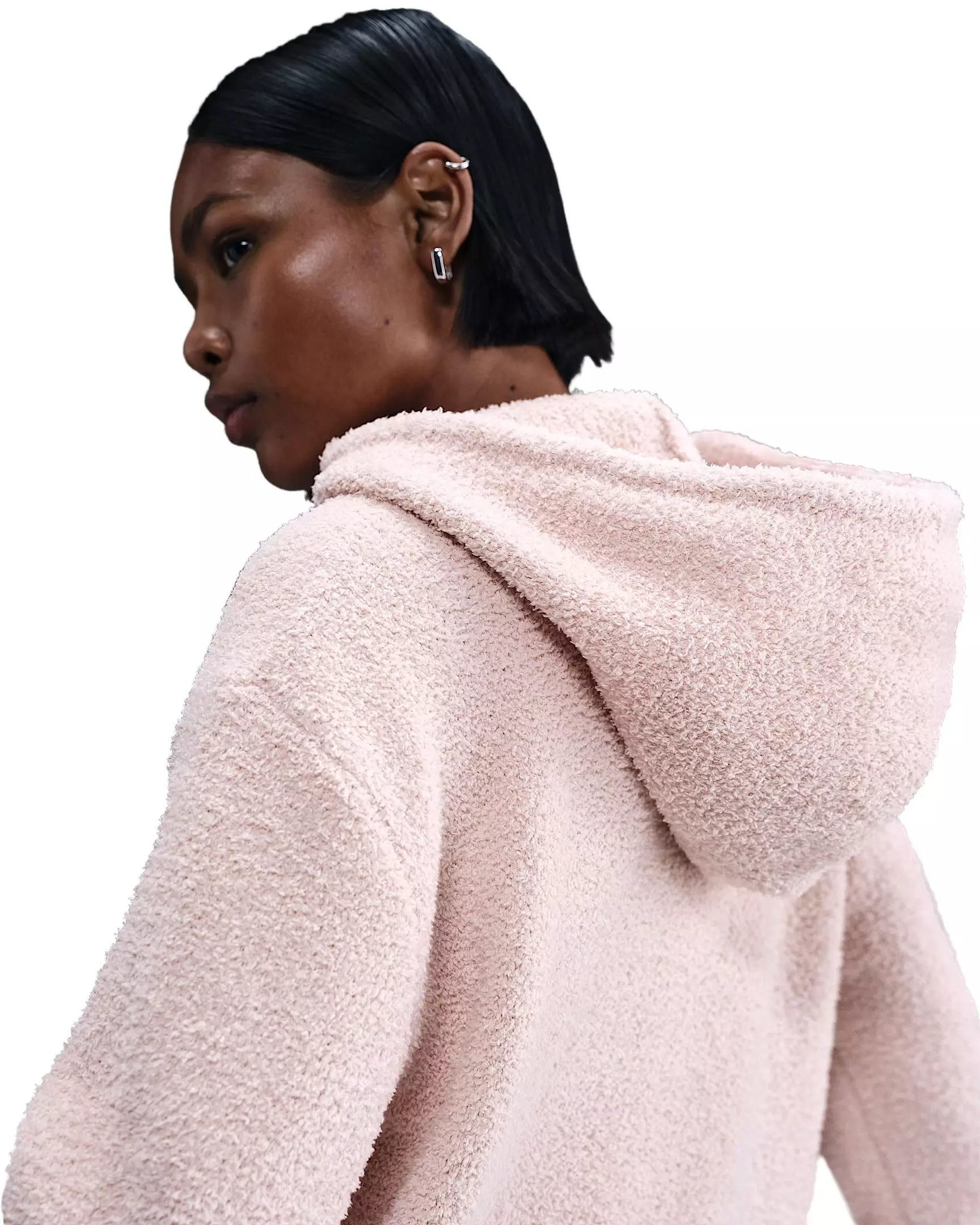 Nike Women's Sportswear Phoenix Cozy Boucl&eacute; Loose Knit Hoodie - Pink - PINK