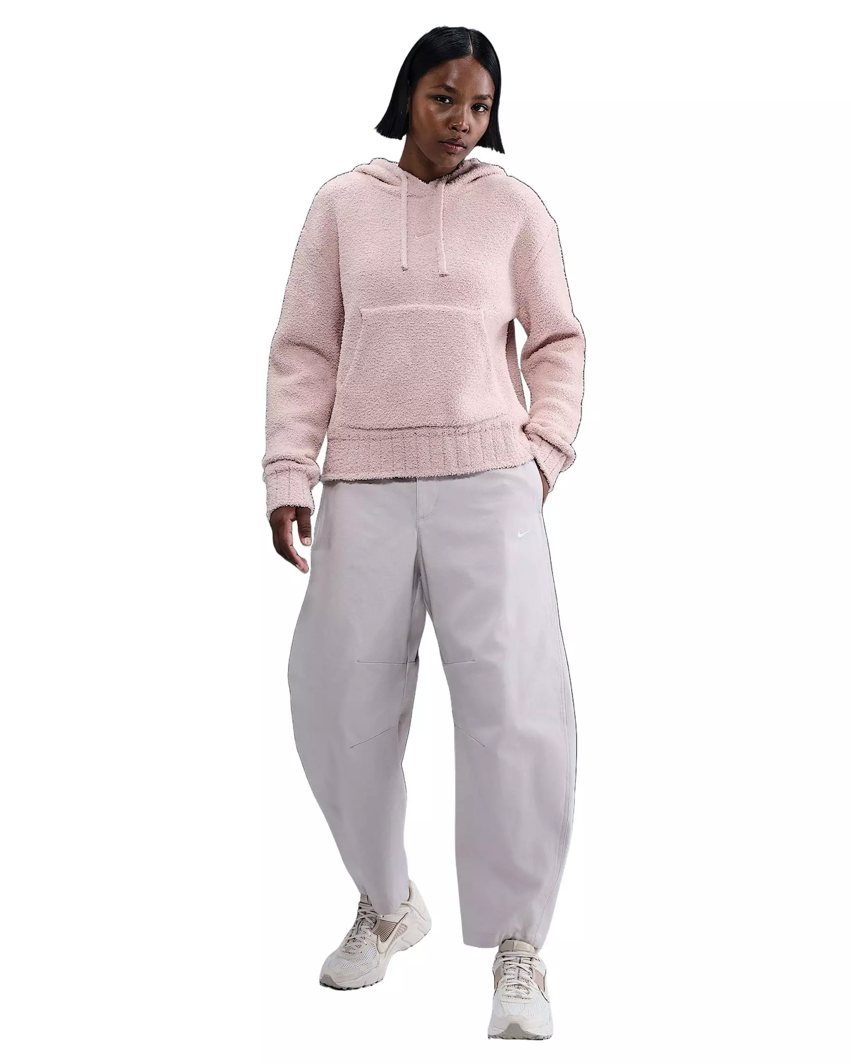 Nike Women's Sportswear Phoenix Cozy Bouclé Loose Knit Hoodie -Pink - PINK