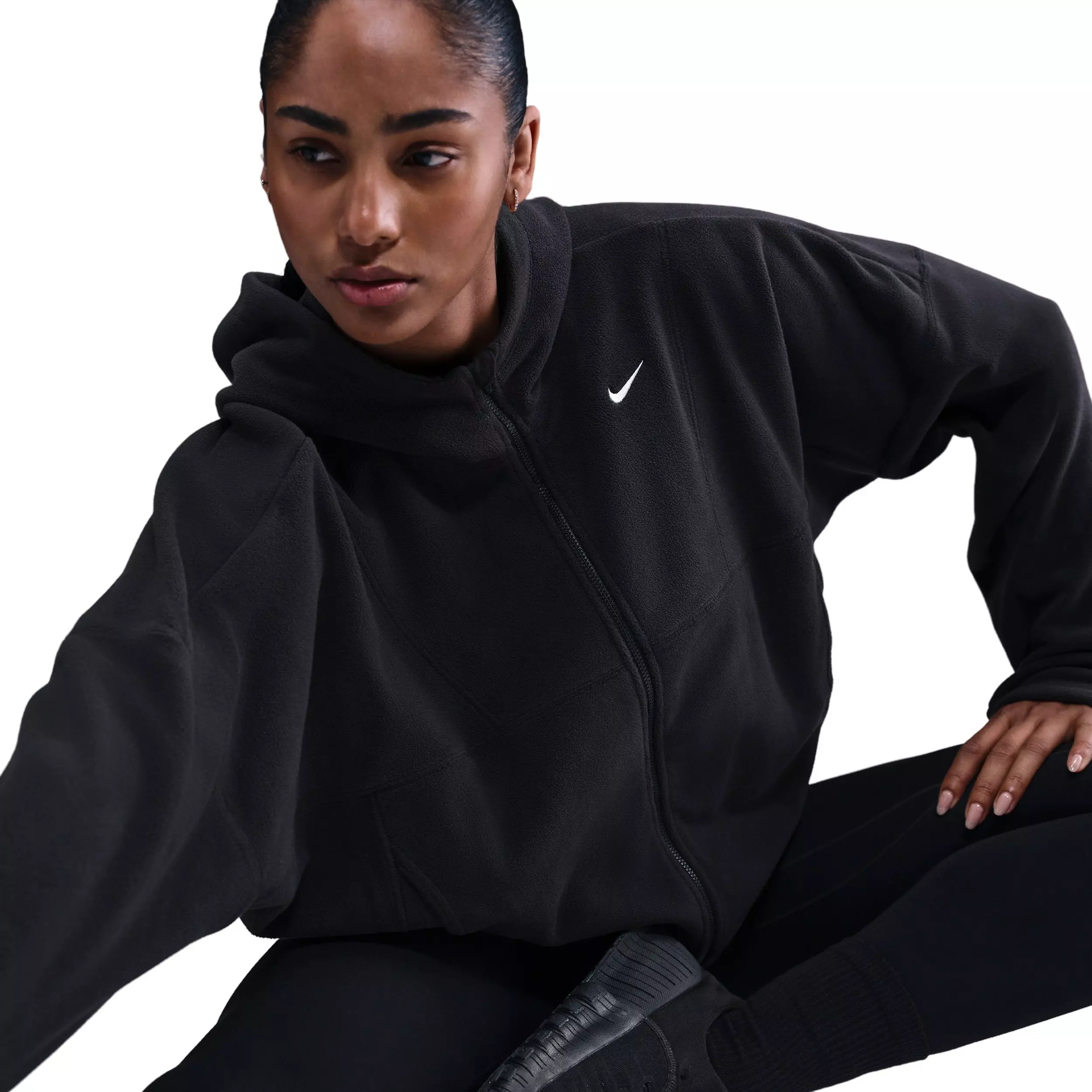 Nike Women's One Therma-FIT Full-Zip Top -Black - BLACK