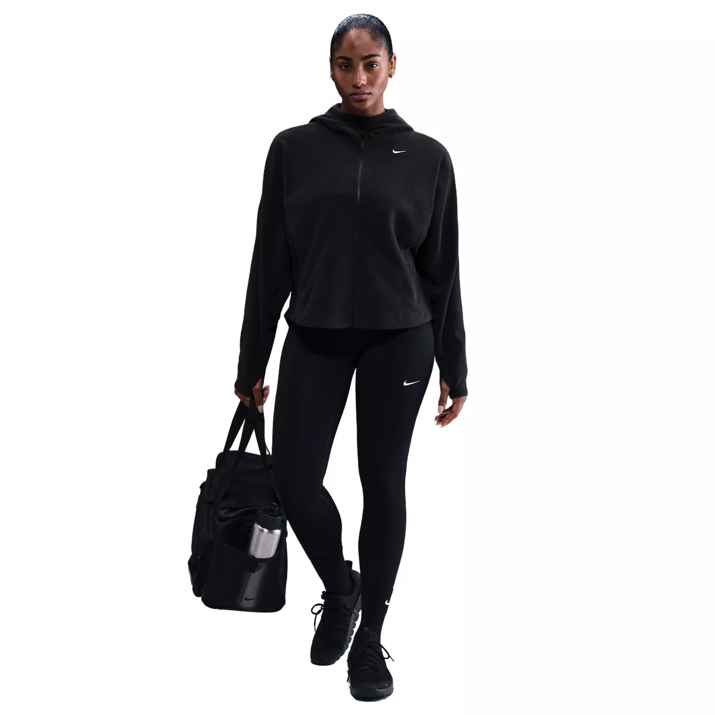 Nike Women's One Therma-FIT Full-Zip Top -Black - BLACK