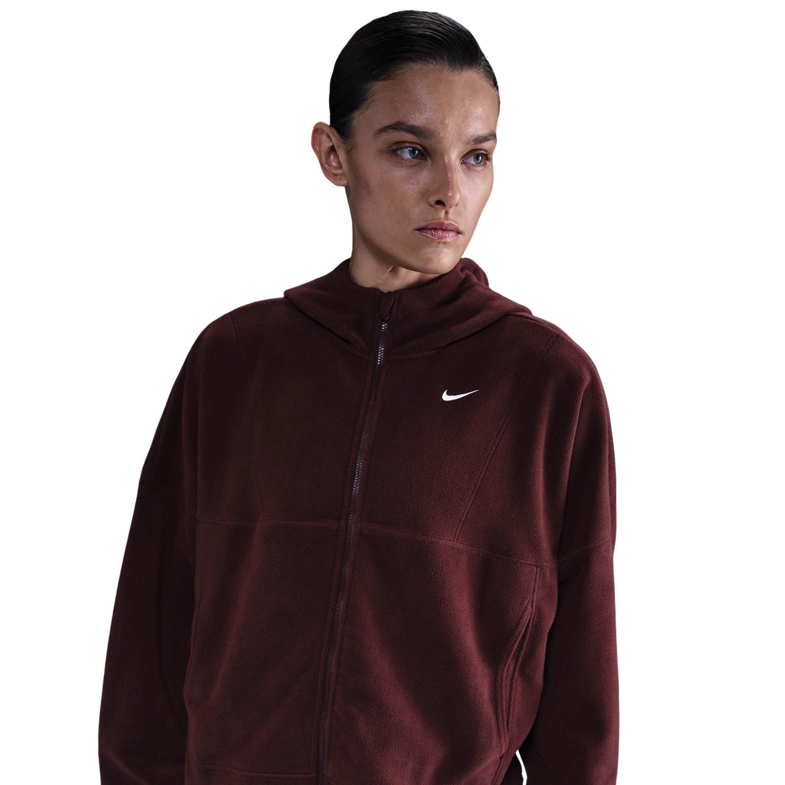 Nike Women's One Therma-FIT Full-Zip Top - Burgundy - BURGUNDY Thumbnail View 1