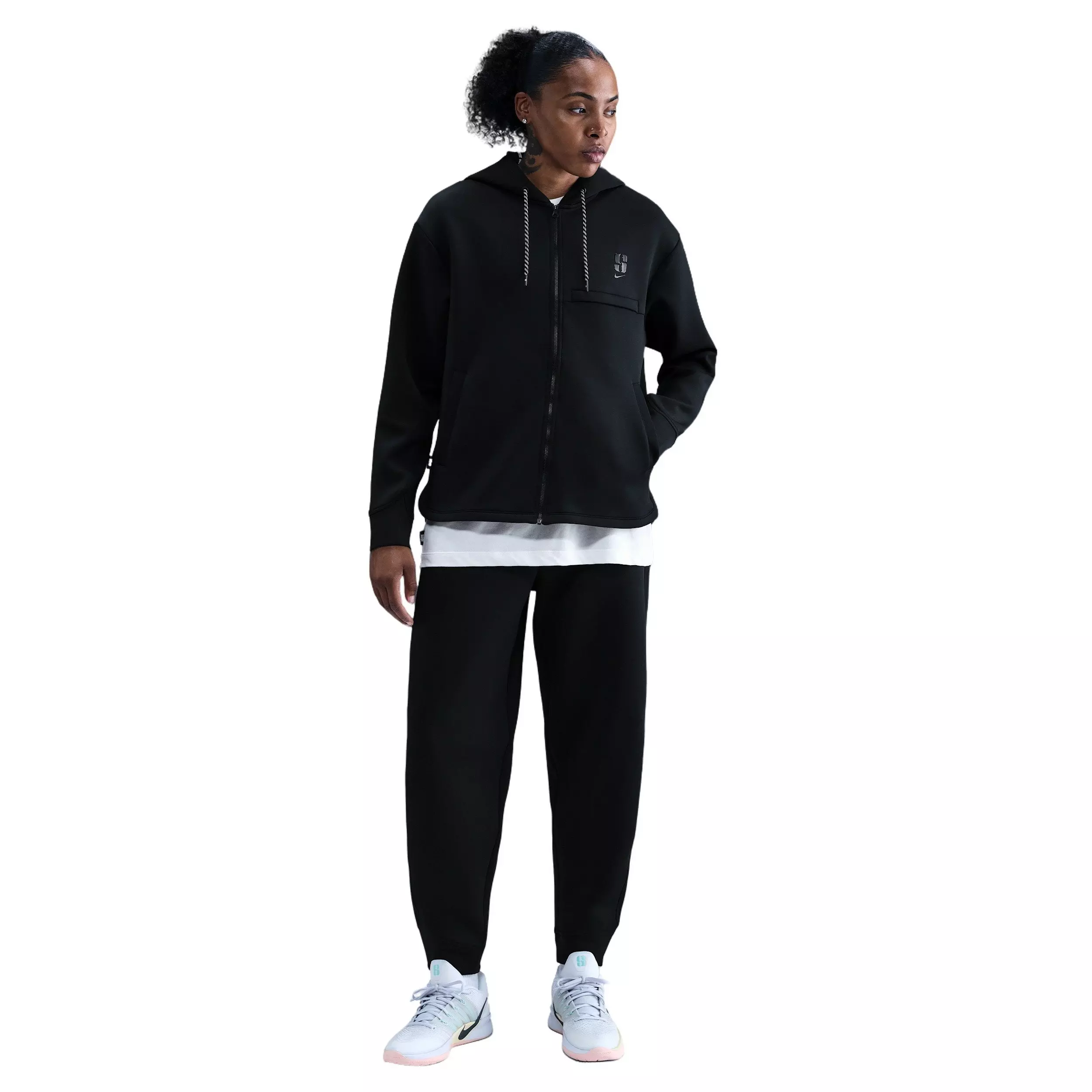 Sabrina Unisex Dri-FIT Loose Full-Zip Basketball Jacket - Black - BLACK